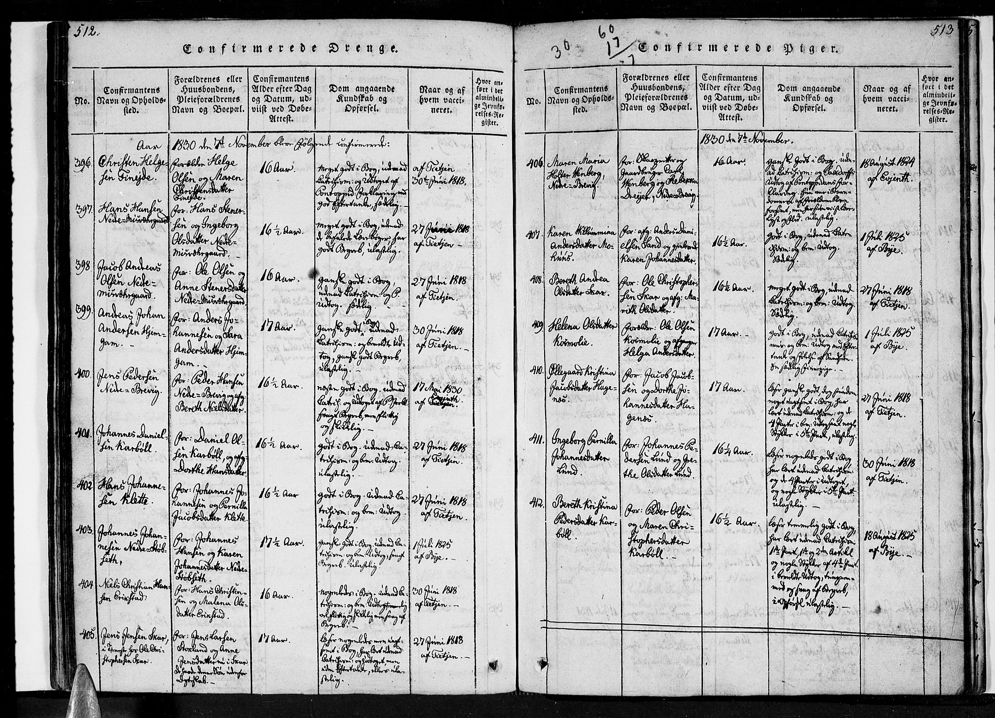 Ministerialprotokoller, klokkerbøker og fødselsregistre - Nordland, SAT/A-1459/852/L0736: Parish register (official) no. 852A06, 1820-1833, p. 512-513