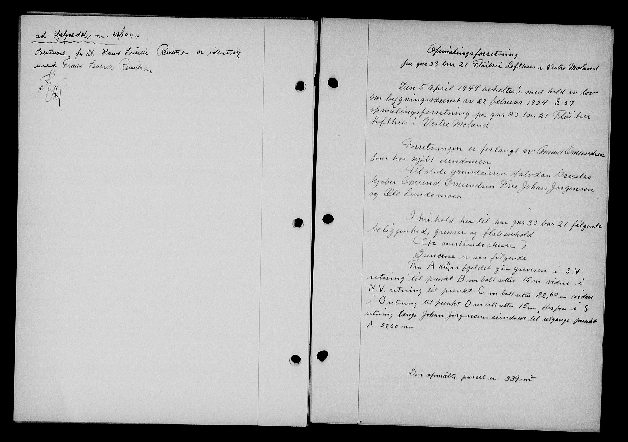Vestre Nedenes/Sand sorenskriveri, SAK/1221-0010/G/Gb/Gba/L0053: Mortgage book no. A 6, 1944-1945, Diary no: : 350/1944