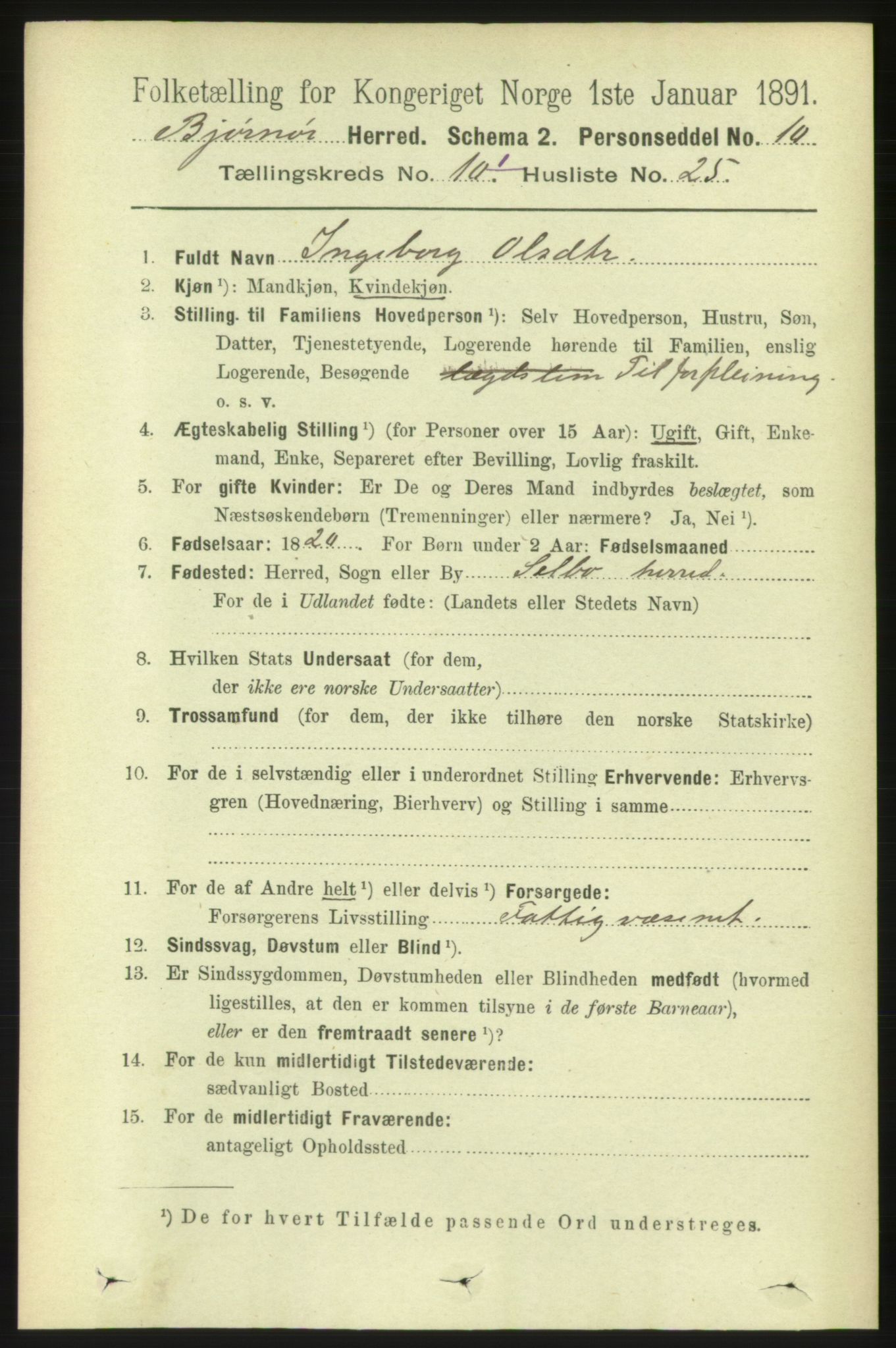 RA, 1891 census for 1632 Bjørnør, 1891, p. 4315