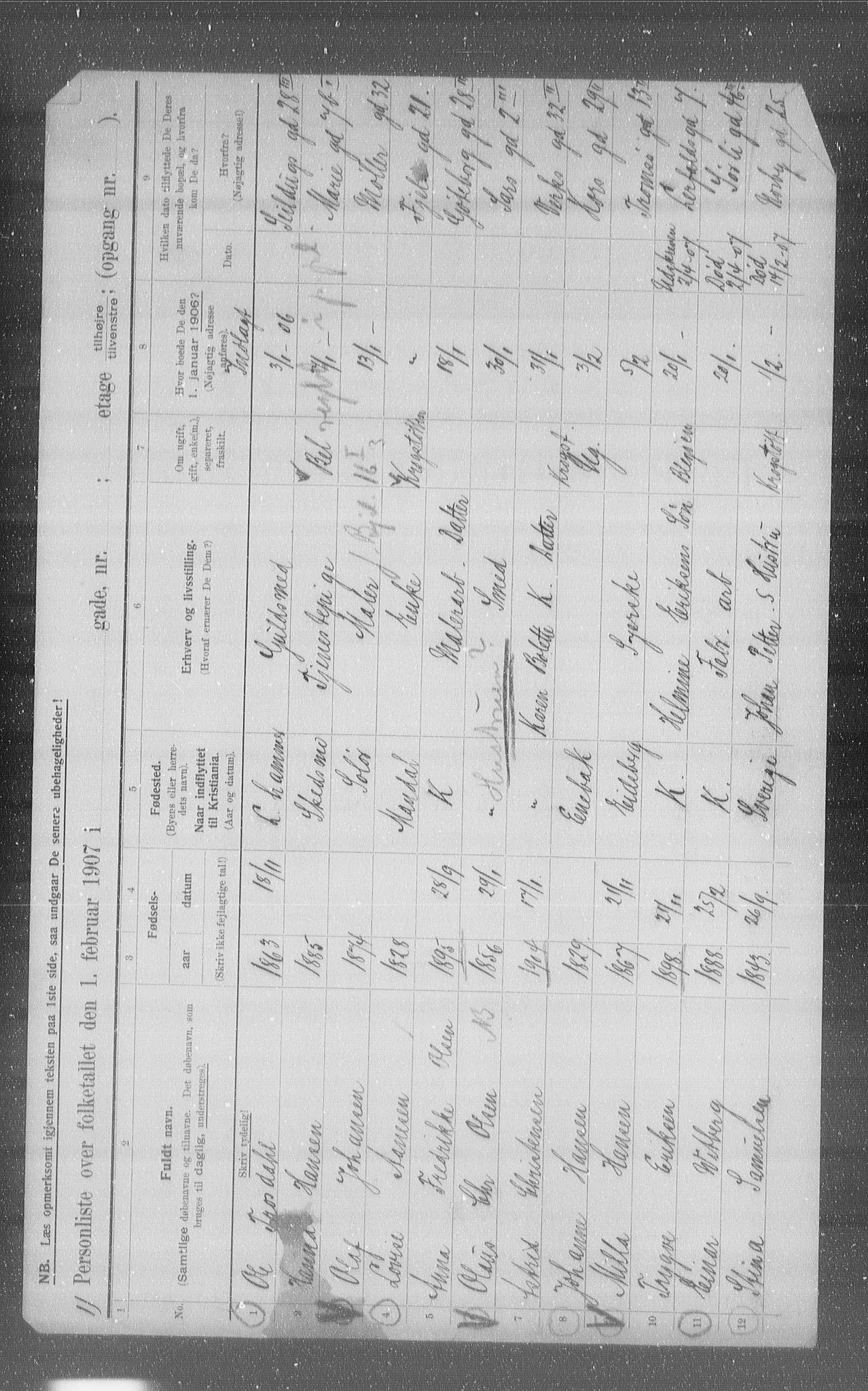 OBA, Municipal Census 1907 for Kristiania, 1907, p. 60403