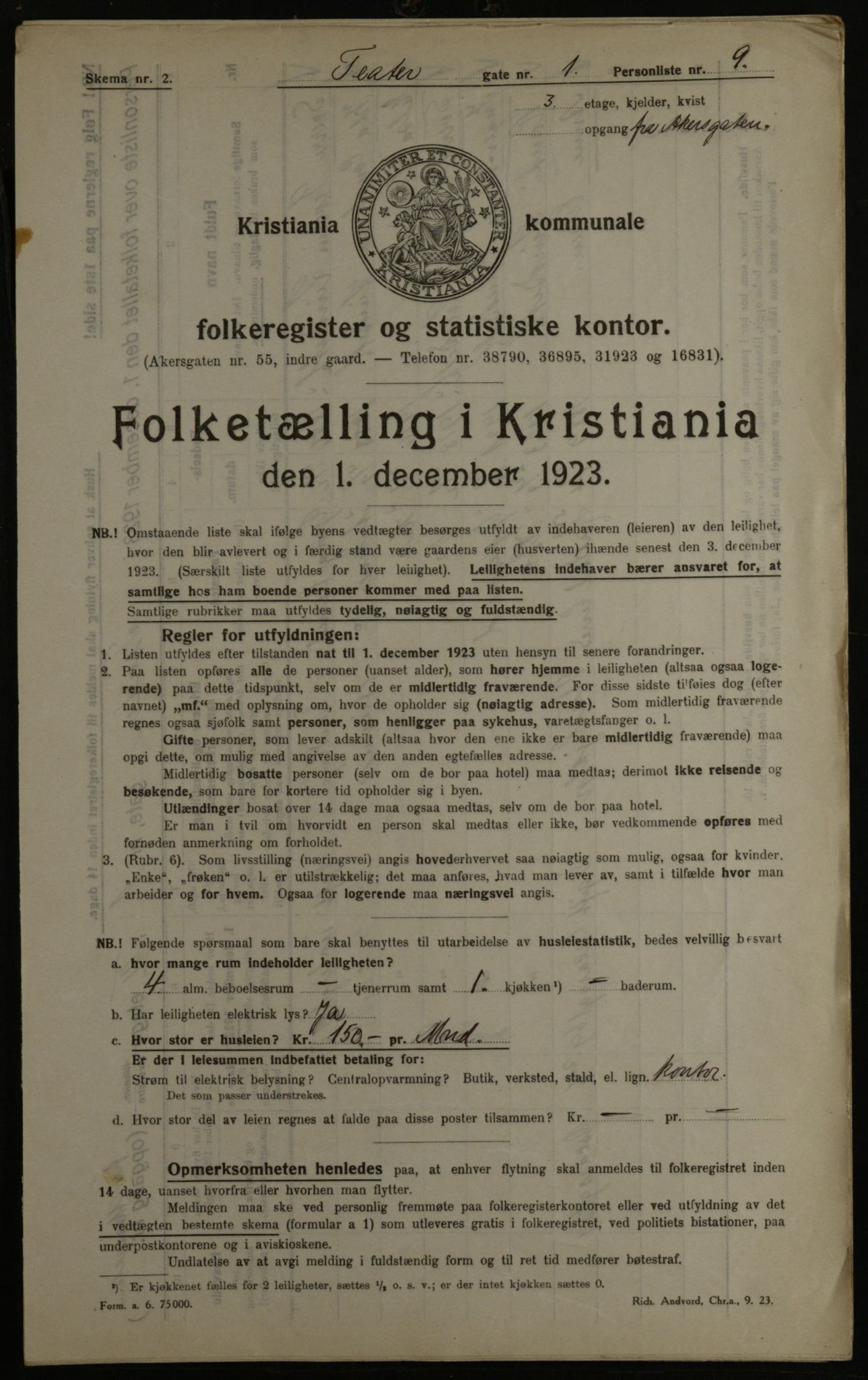 OBA, Municipal Census 1923 for Kristiania, 1923, p. 118421