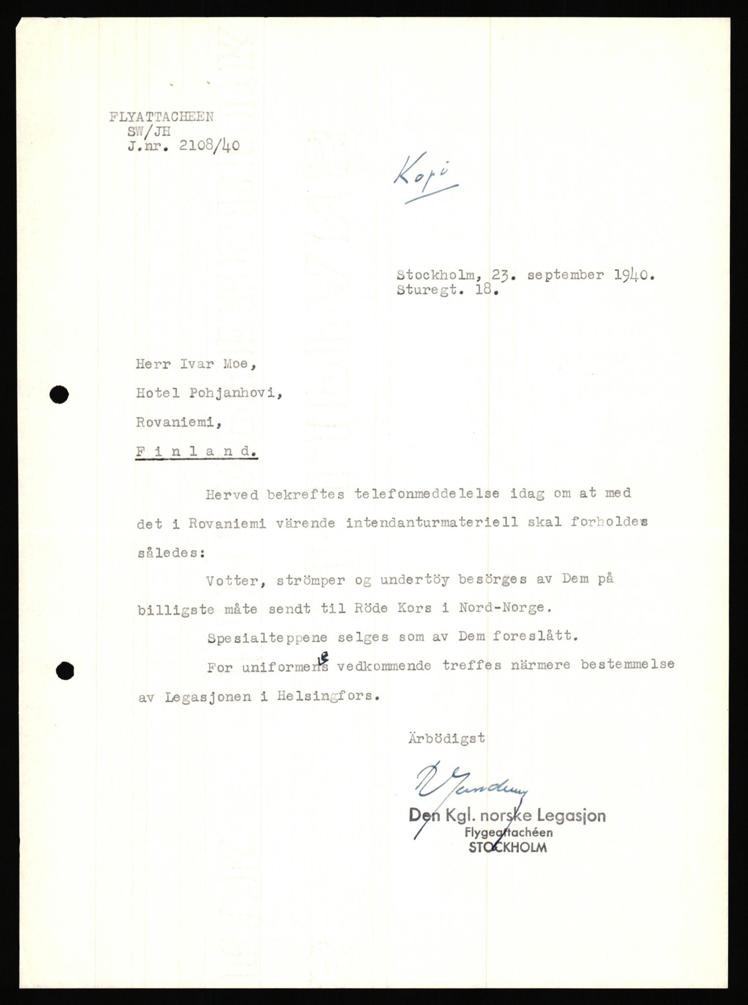 Forsvaret, Forsvarets krigshistoriske avdeling, AV/RA-RAFA-2017/Y/Ya/L0006: II-C-11-11,2 - Utenriksdepartementet.  Legasjonen i Helsingfors., 1940-1946, p. 194