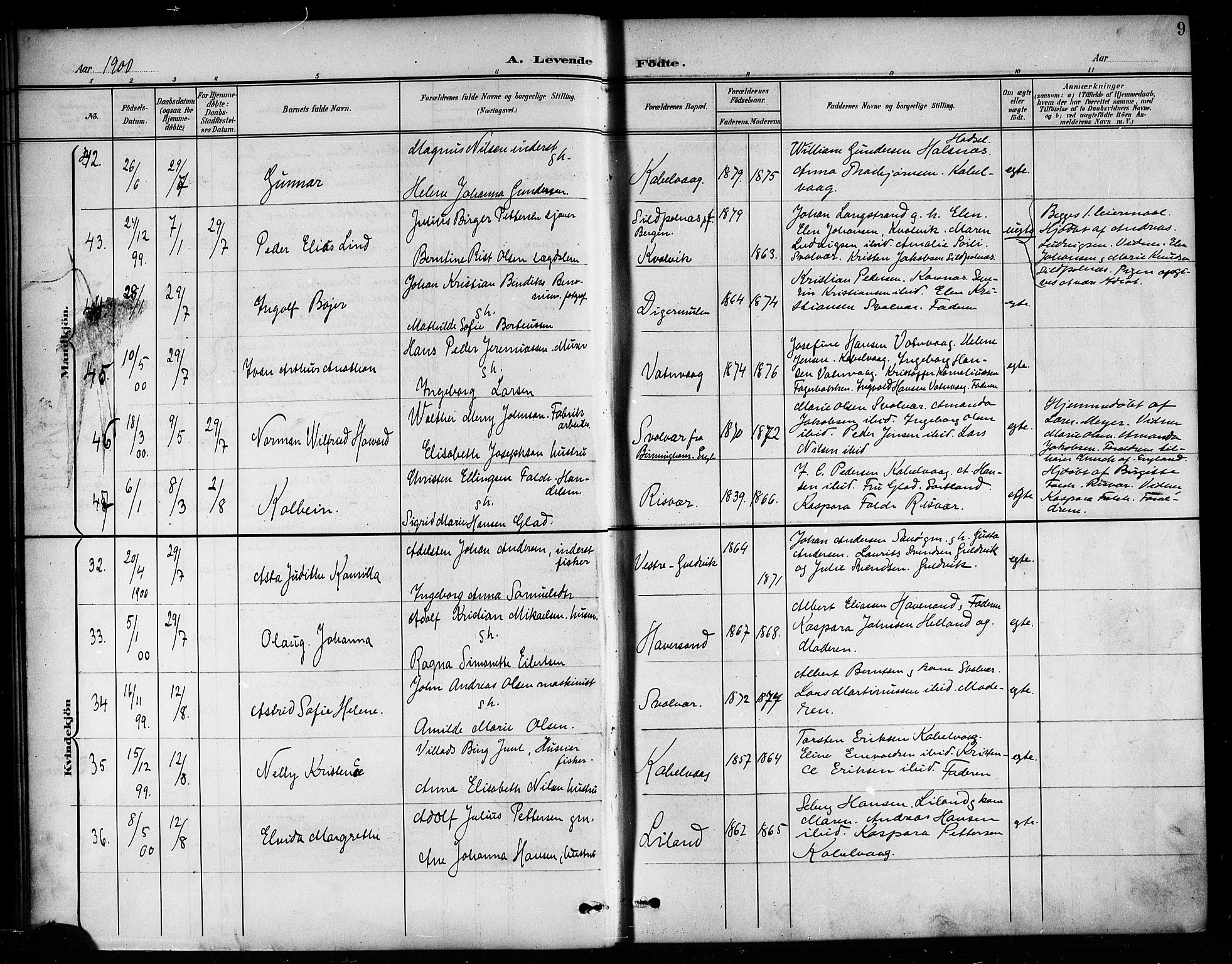 Ministerialprotokoller, klokkerbøker og fødselsregistre - Nordland, AV/SAT-A-1459/874/L1078: Parish register (copy) no. 874C07, 1900-1907, p. 9