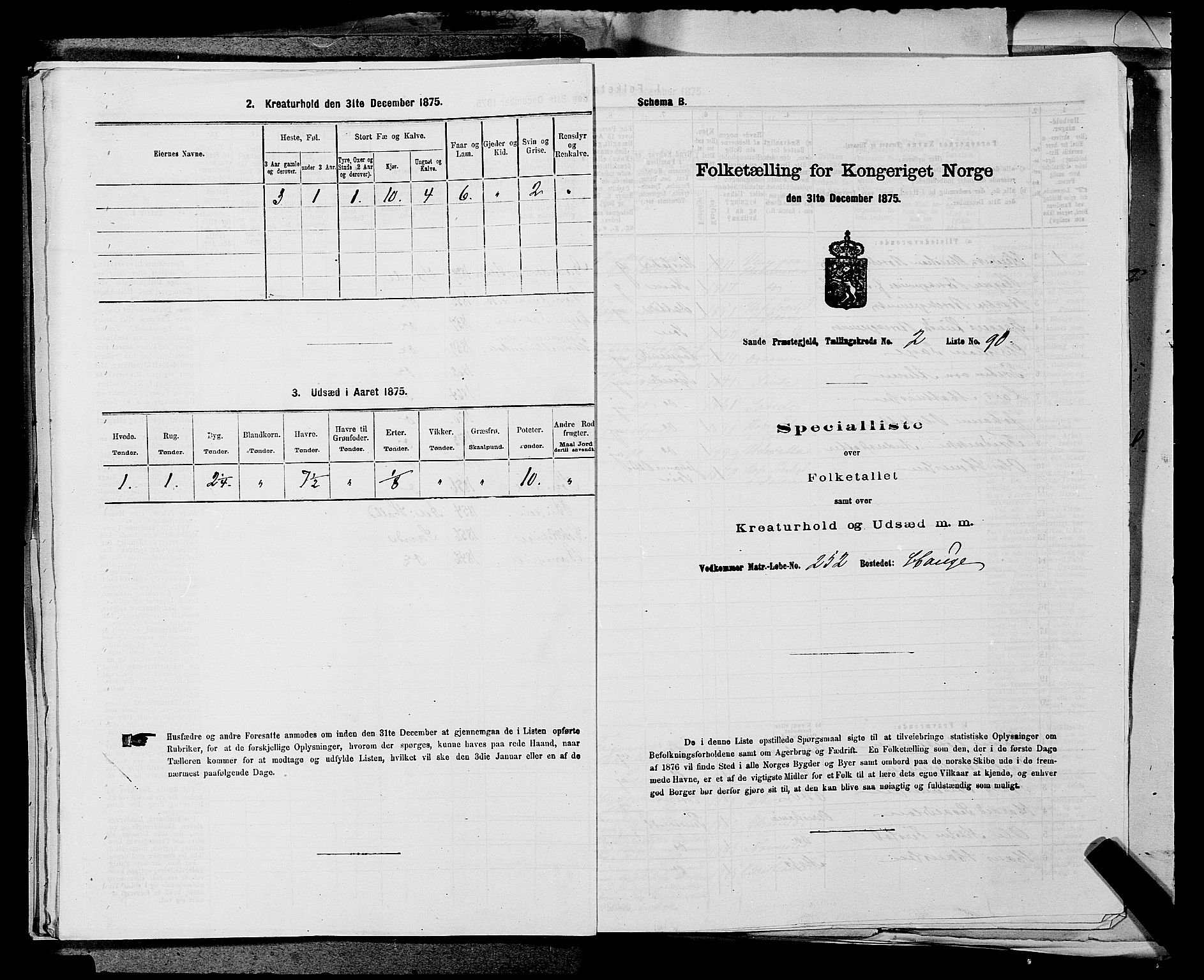 SAKO, 1875 census for 0713P Sande, 1875, p. 458