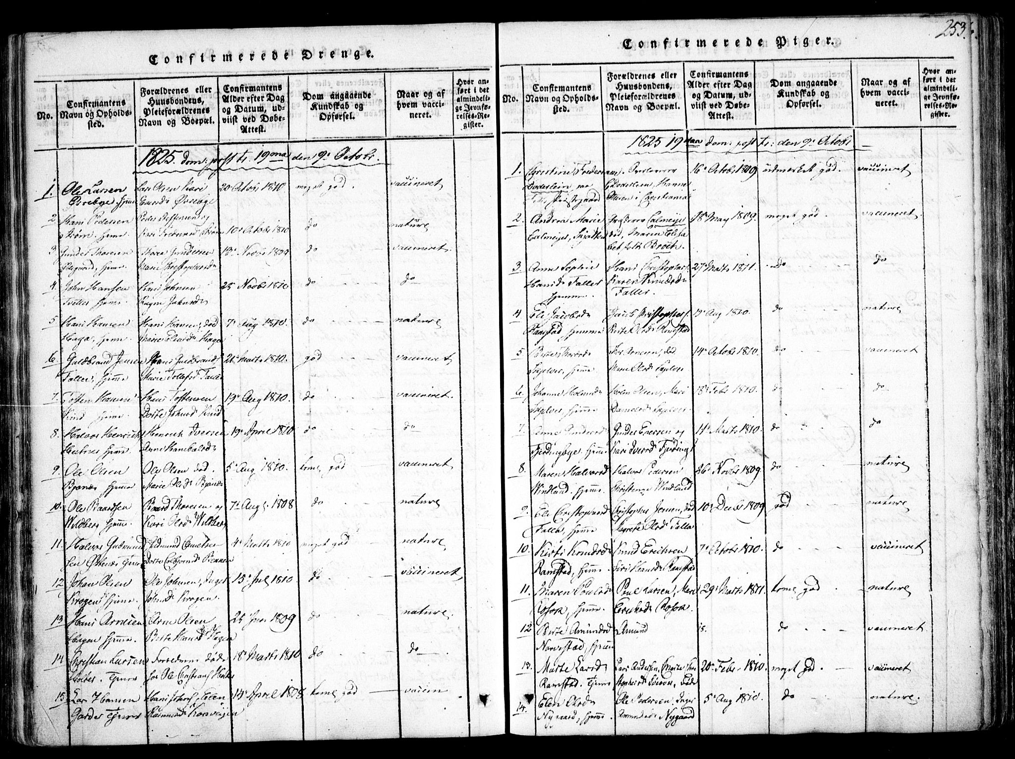 Fet prestekontor Kirkebøker, SAO/A-10370a/F/Fa/L0008: Parish register (official) no. I 8, 1815-1842, p. 253