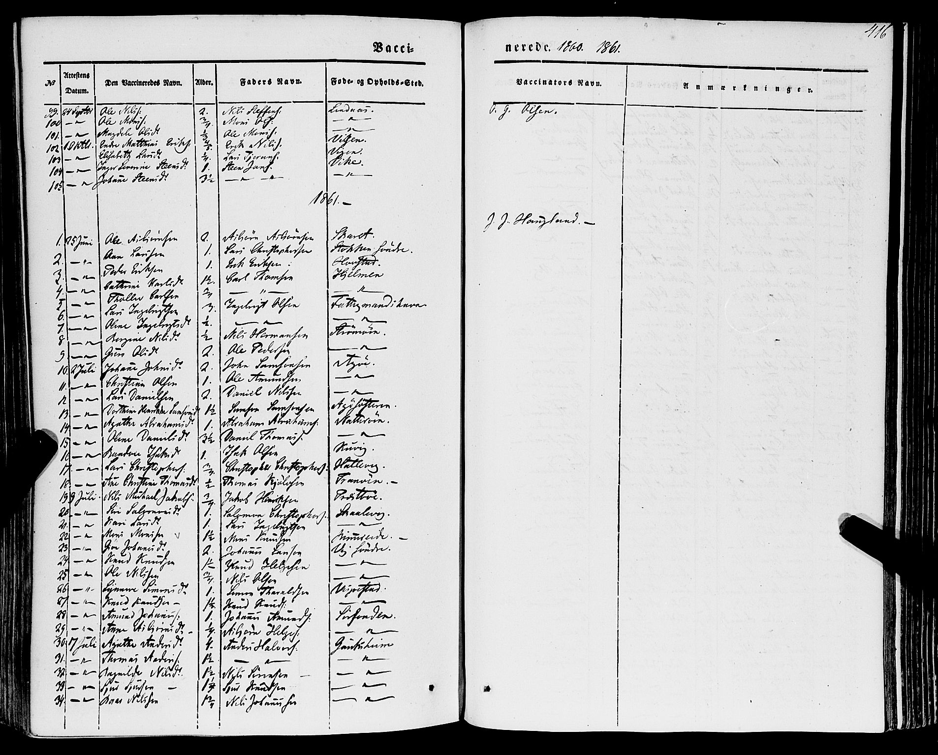 Stord sokneprestembete, SAB/A-78201/H/Haa: Parish register (official) no. A 7, 1841-1861, p. 416