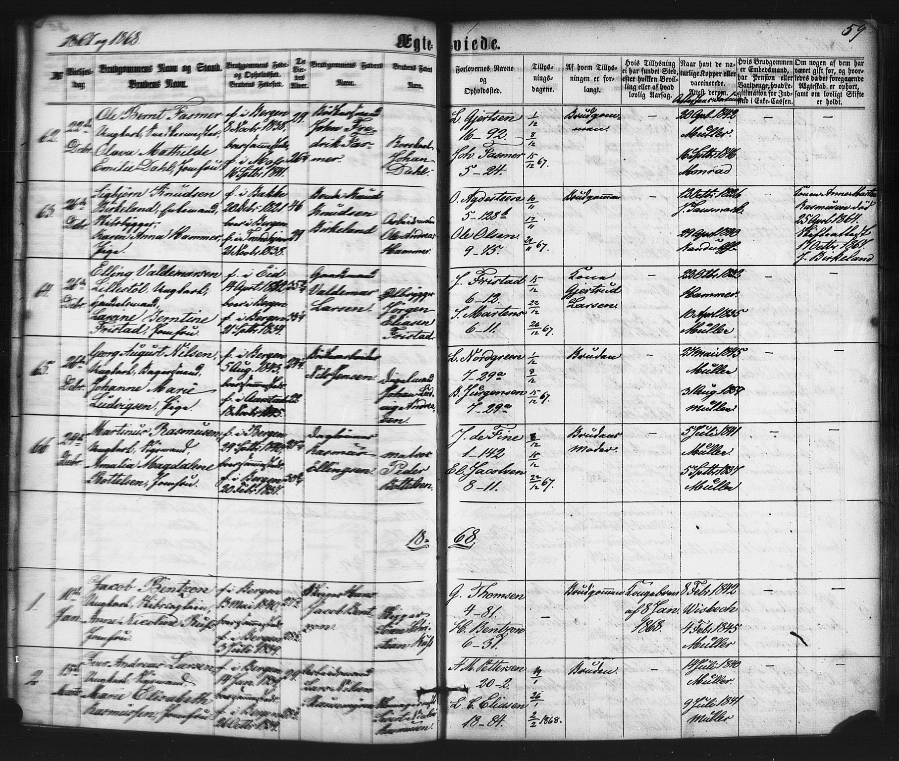Nykirken Sokneprestembete, SAB/A-77101/H/Haa/L0032: Parish register (official) no. D 2, 1861-1883, p. 59