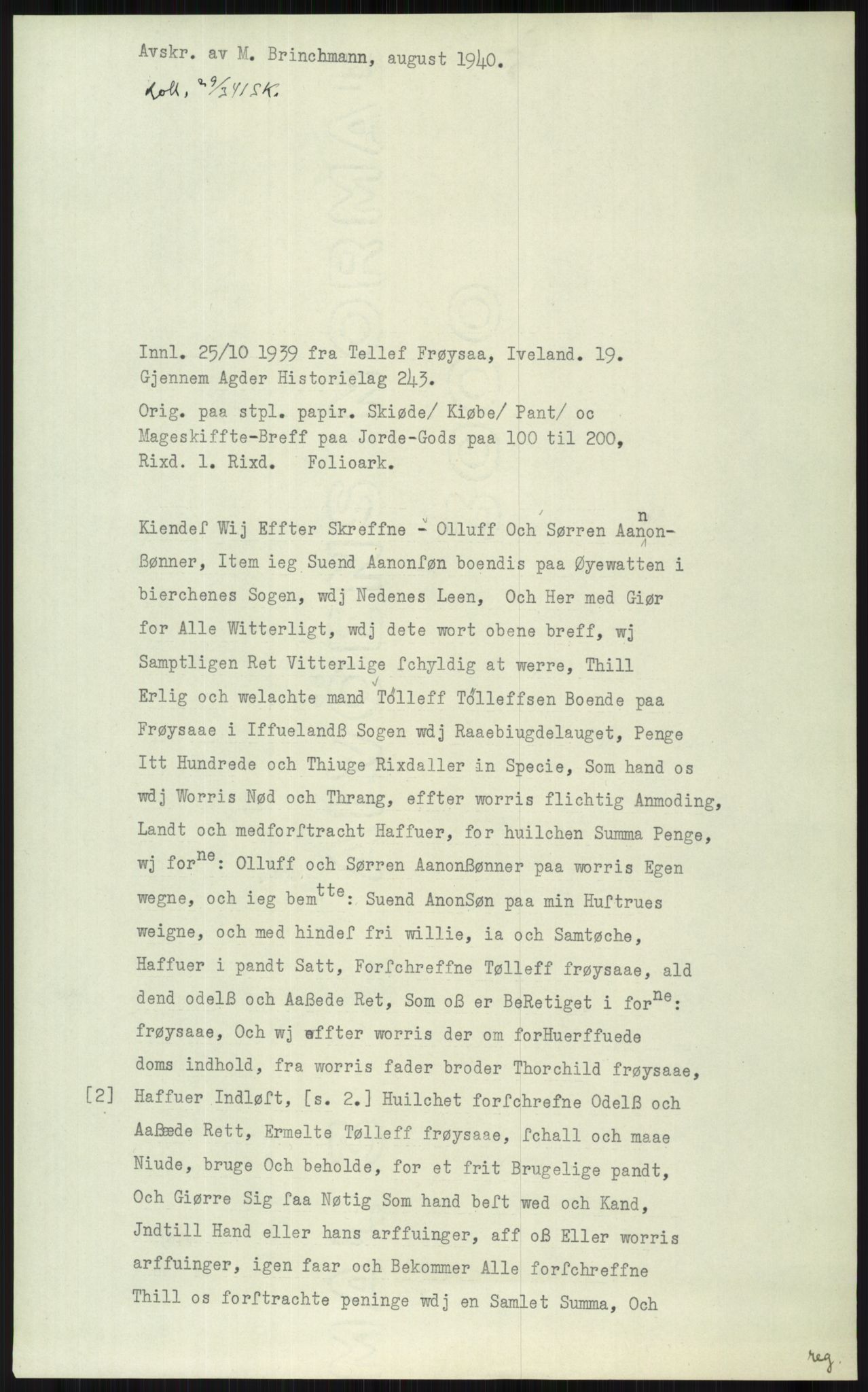 Samlinger til kildeutgivelse, Diplomavskriftsamlingen, AV/RA-EA-4053/H/Ha, p. 2286