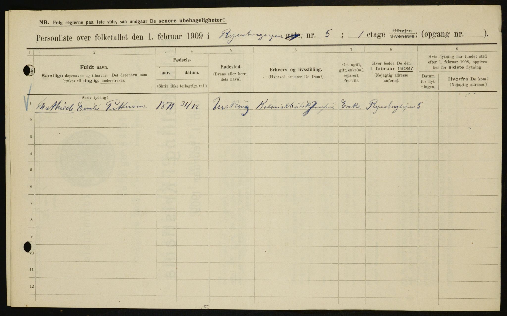 OBA, Municipal Census 1909 for Kristiania, 1909, p. 77811