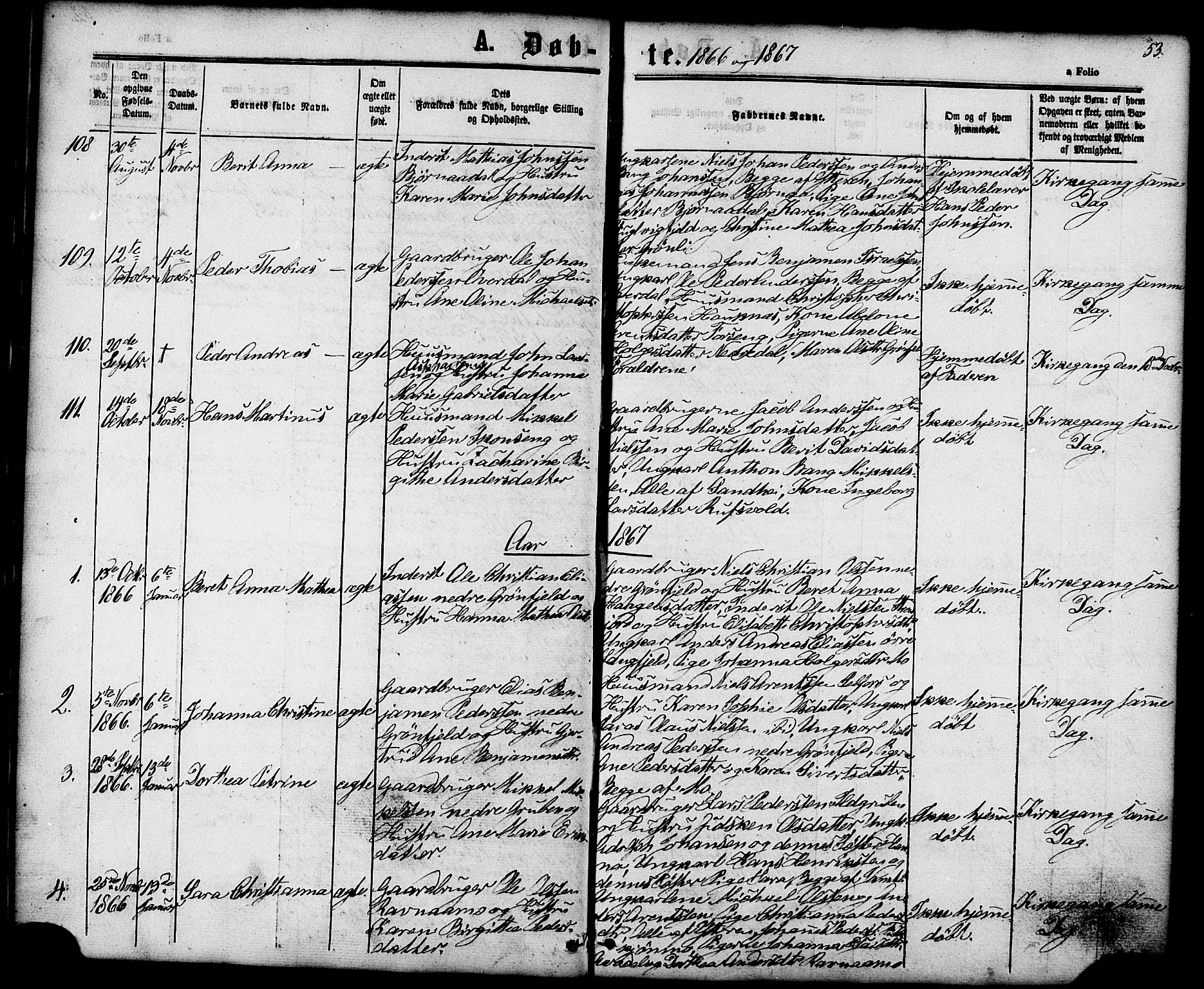 Ministerialprotokoller, klokkerbøker og fødselsregistre - Nordland, SAT/A-1459/827/L0393: Parish register (official) no. 827A05, 1863-1883, p. 53