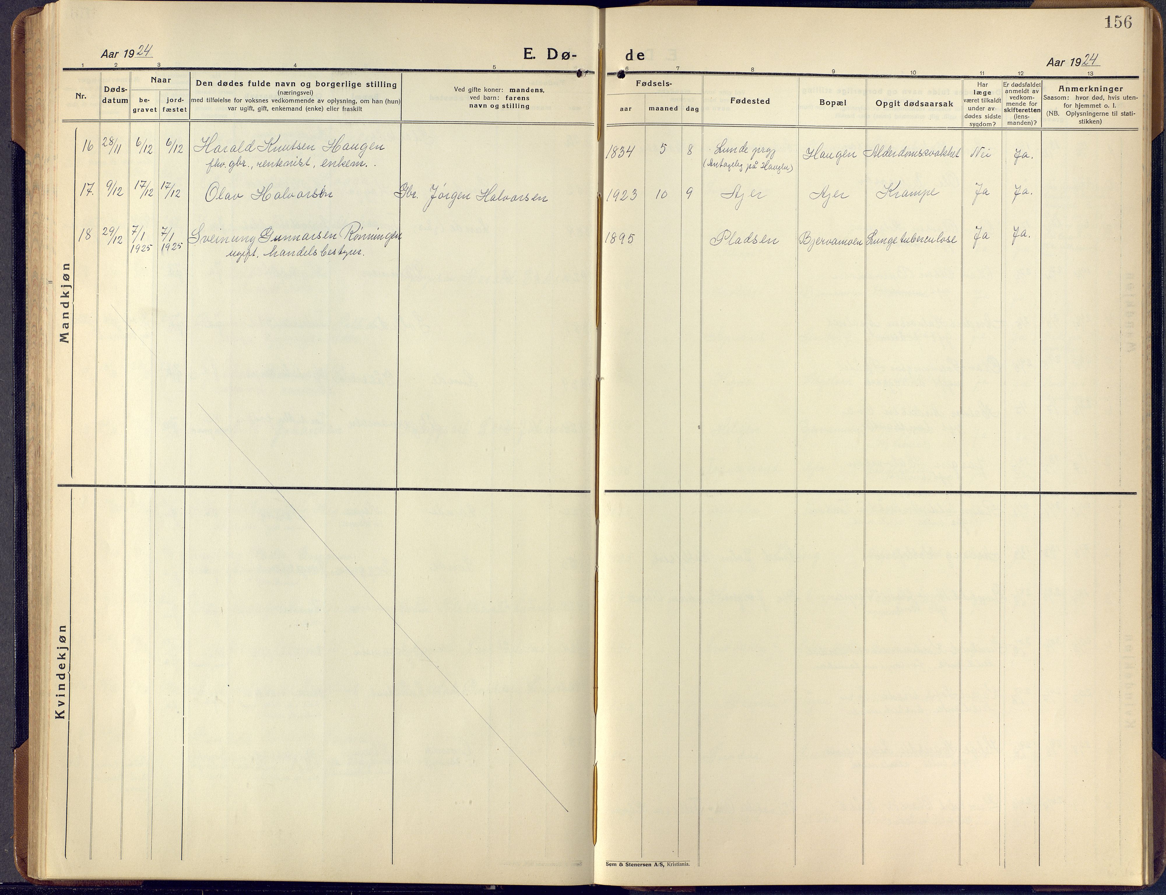 Lunde kirkebøker, SAKO/A-282/F/Fa/L0006: Parish register (official) no. I 6, 1922-1940, p. 156