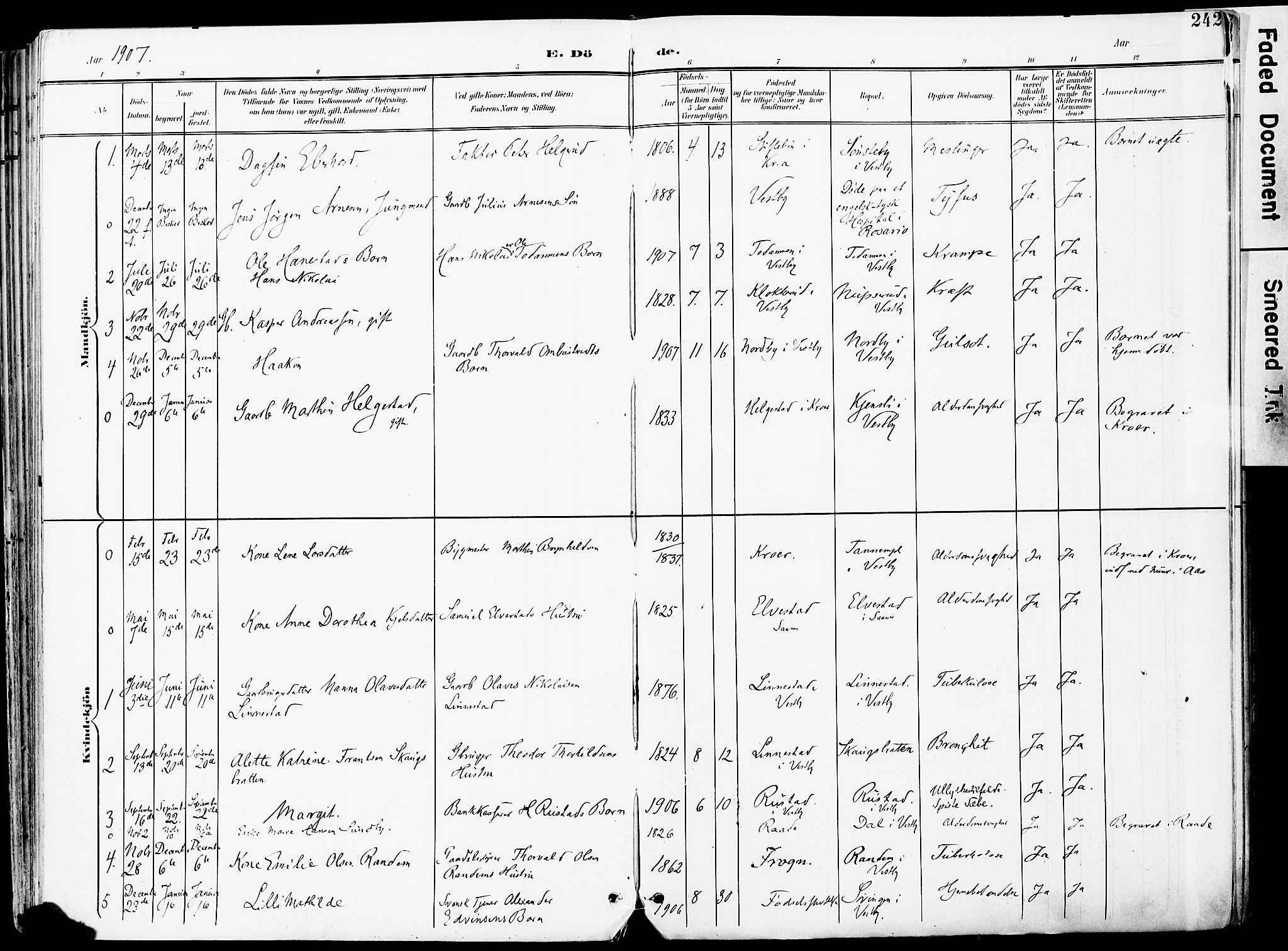 Vestby prestekontor Kirkebøker, SAO/A-10893/F/Fa/L0010: Parish register (official) no. I 10, 1900-1926, p. 242