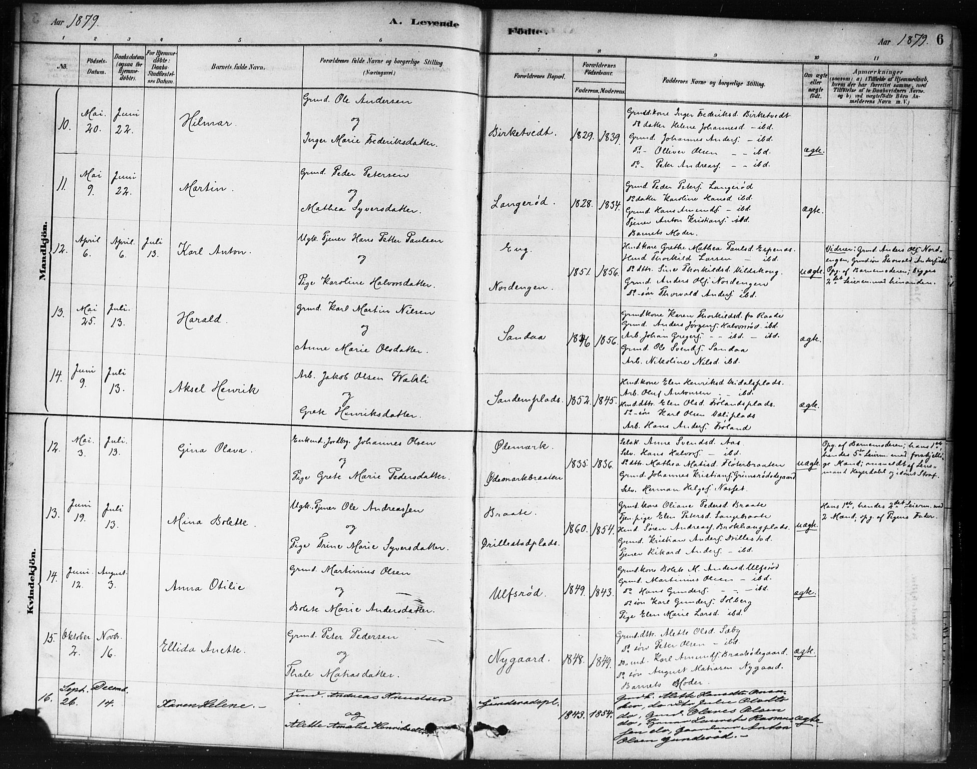 Våler prestekontor Kirkebøker, AV/SAO-A-11083/F/Fb/L0001: Parish register (official) no. II 1, 1878-1896, p. 6