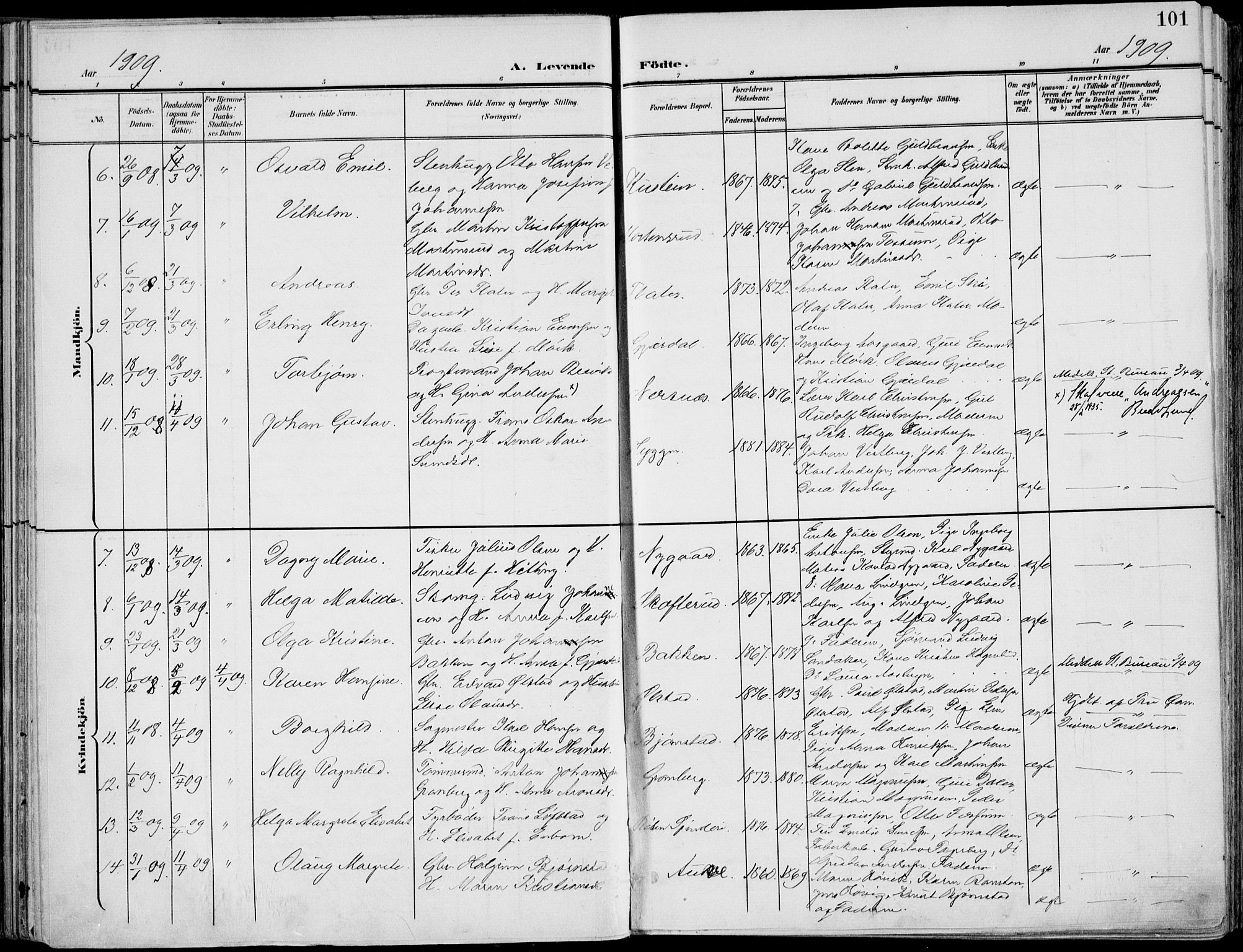 Røyken kirkebøker, AV/SAKO-A-241/F/Fa/L0009: Parish register (official) no. 9, 1898-1911, p. 101