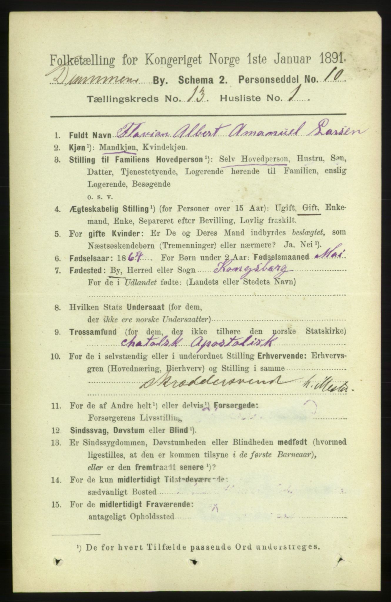 RA, 1891 census for 0602 Drammen, 1891, p. 9486