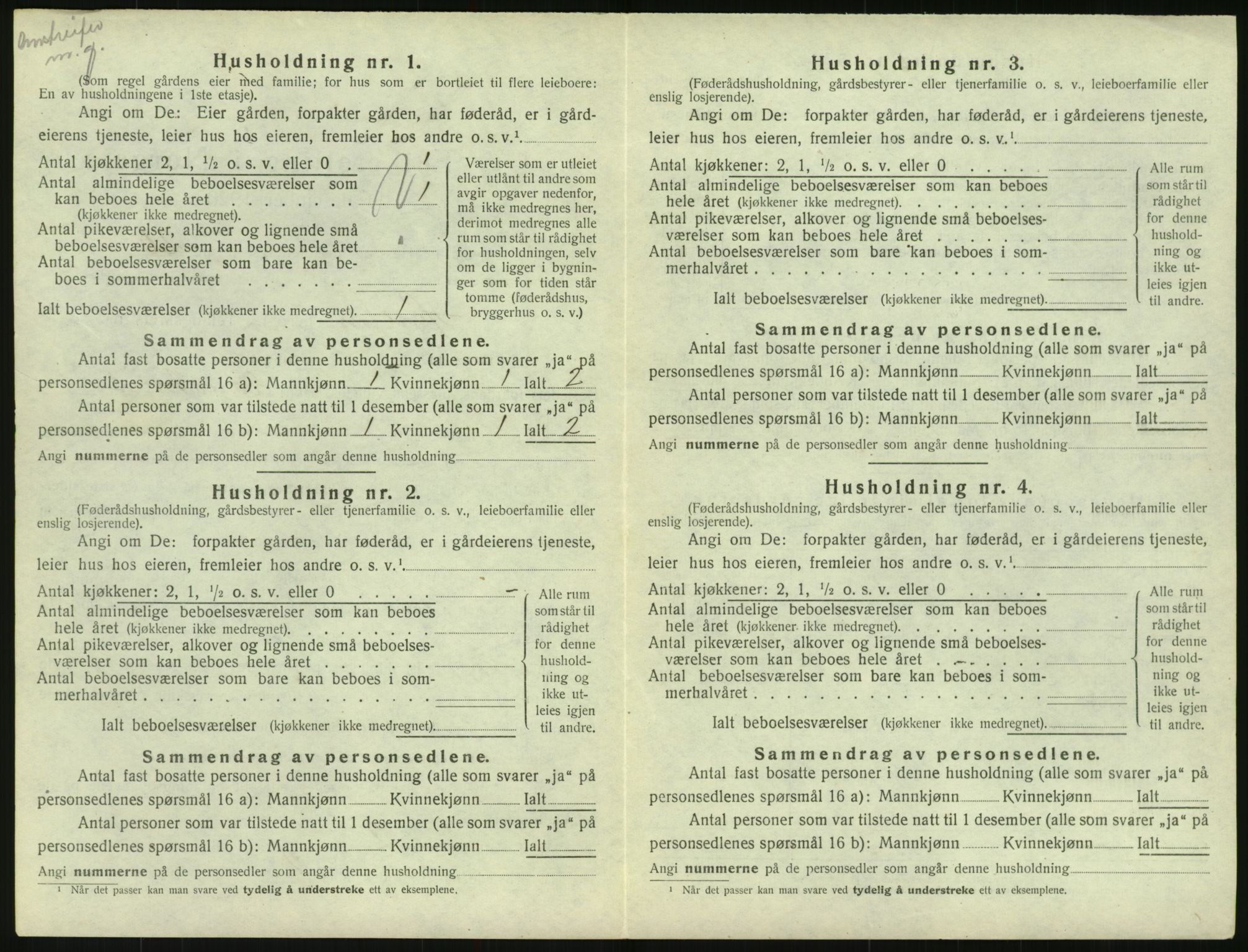 SAK, 1920 census for Herefoss, 1920, p. 87