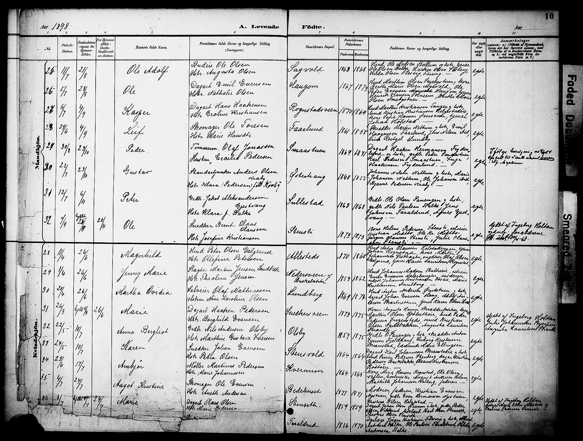 Østre Toten prestekontor, AV/SAH-PREST-104/H/Ha/Haa/L0009: Parish register (official) no. 9, 1897-1913, p. 10