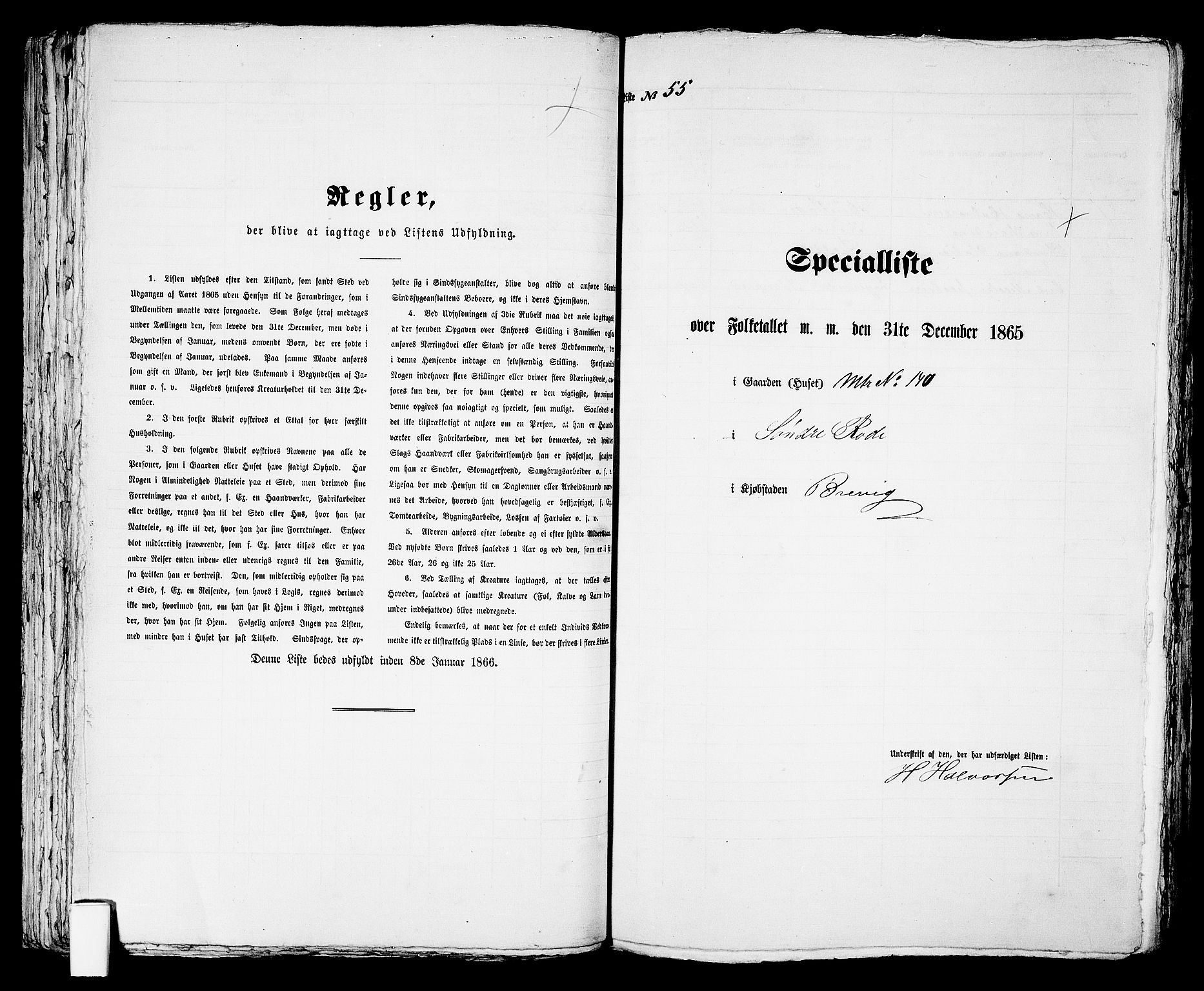 RA, 1865 census for Brevik, 1865, p. 487