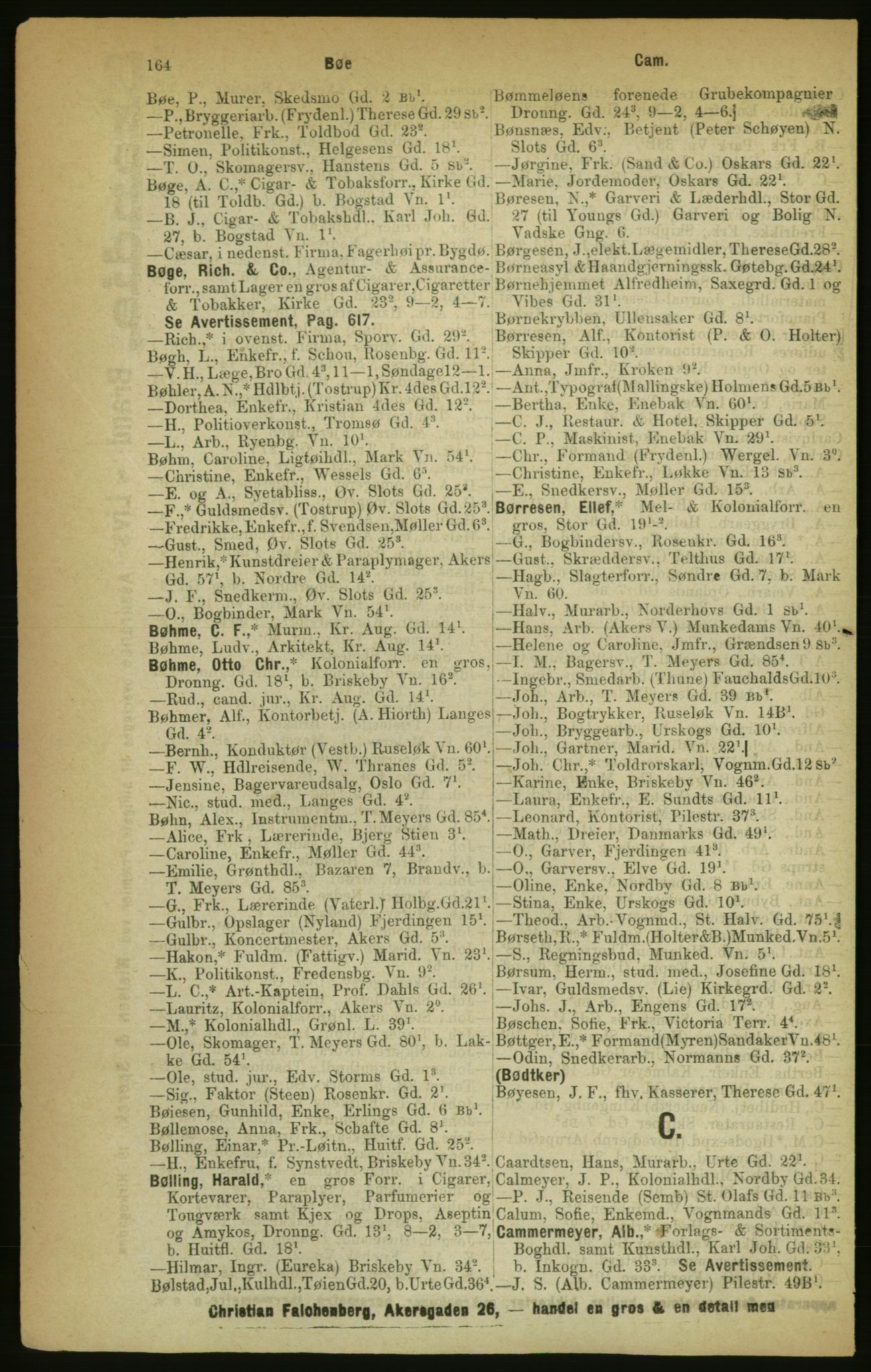 Kristiania/Oslo adressebok, PUBL/-, 1888, p. 164