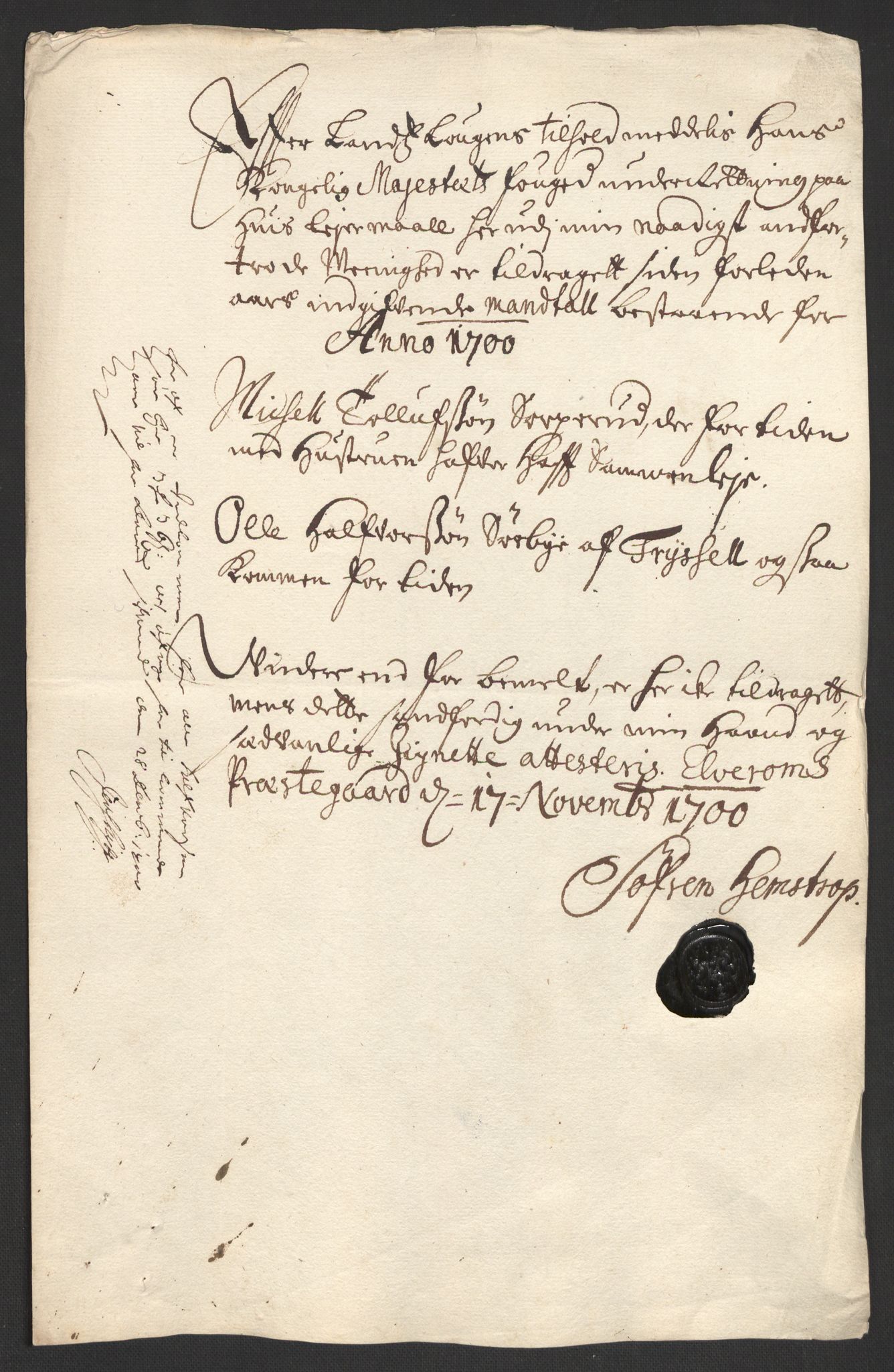 Rentekammeret inntil 1814, Reviderte regnskaper, Fogderegnskap, AV/RA-EA-4092/R13/L0838: Fogderegnskap Solør, Odal og Østerdal, 1700, p. 35