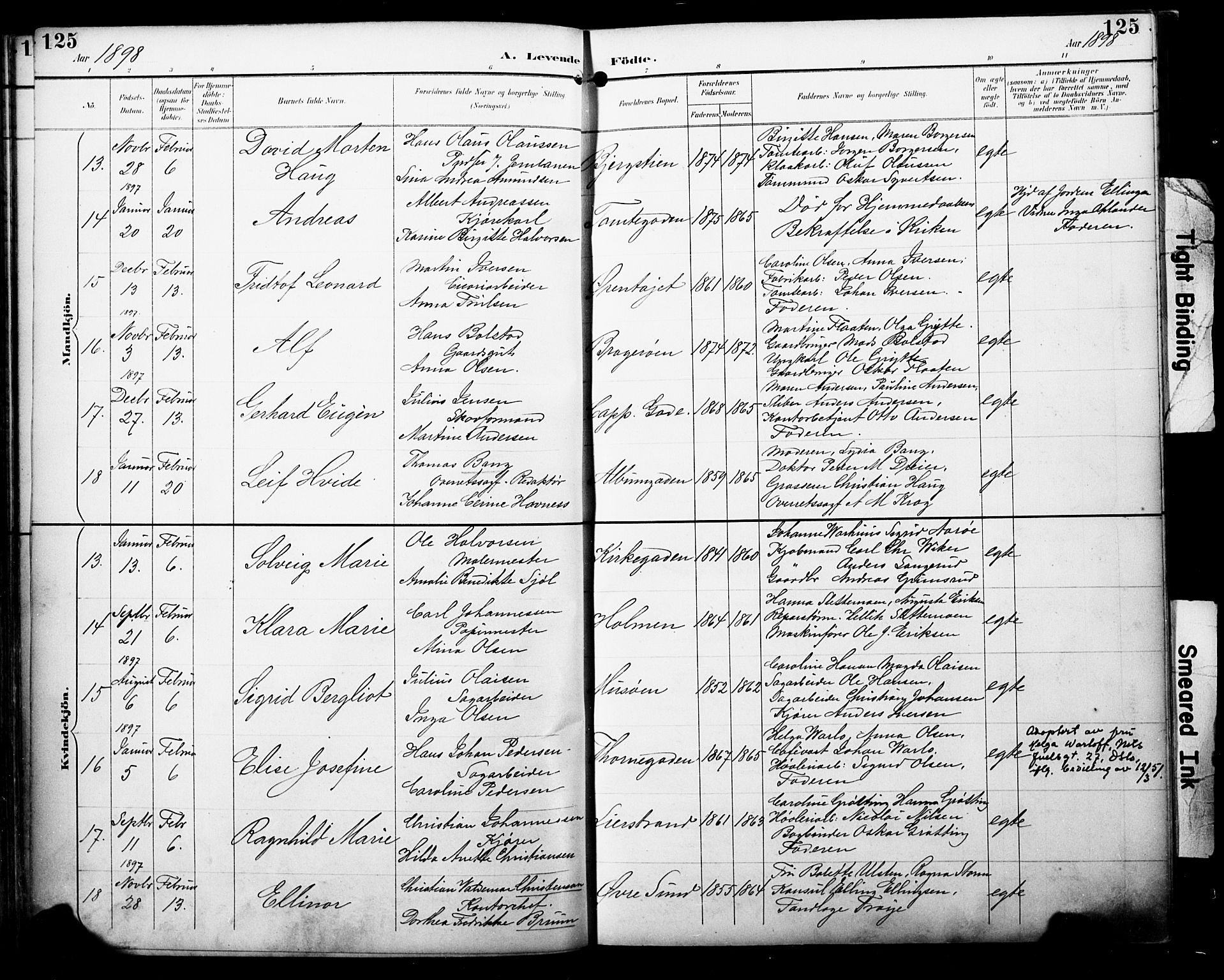 Bragernes kirkebøker, SAKO/A-6/F/Fb/L0008: Parish register (official) no. II 8, 1894-1902, p. 125