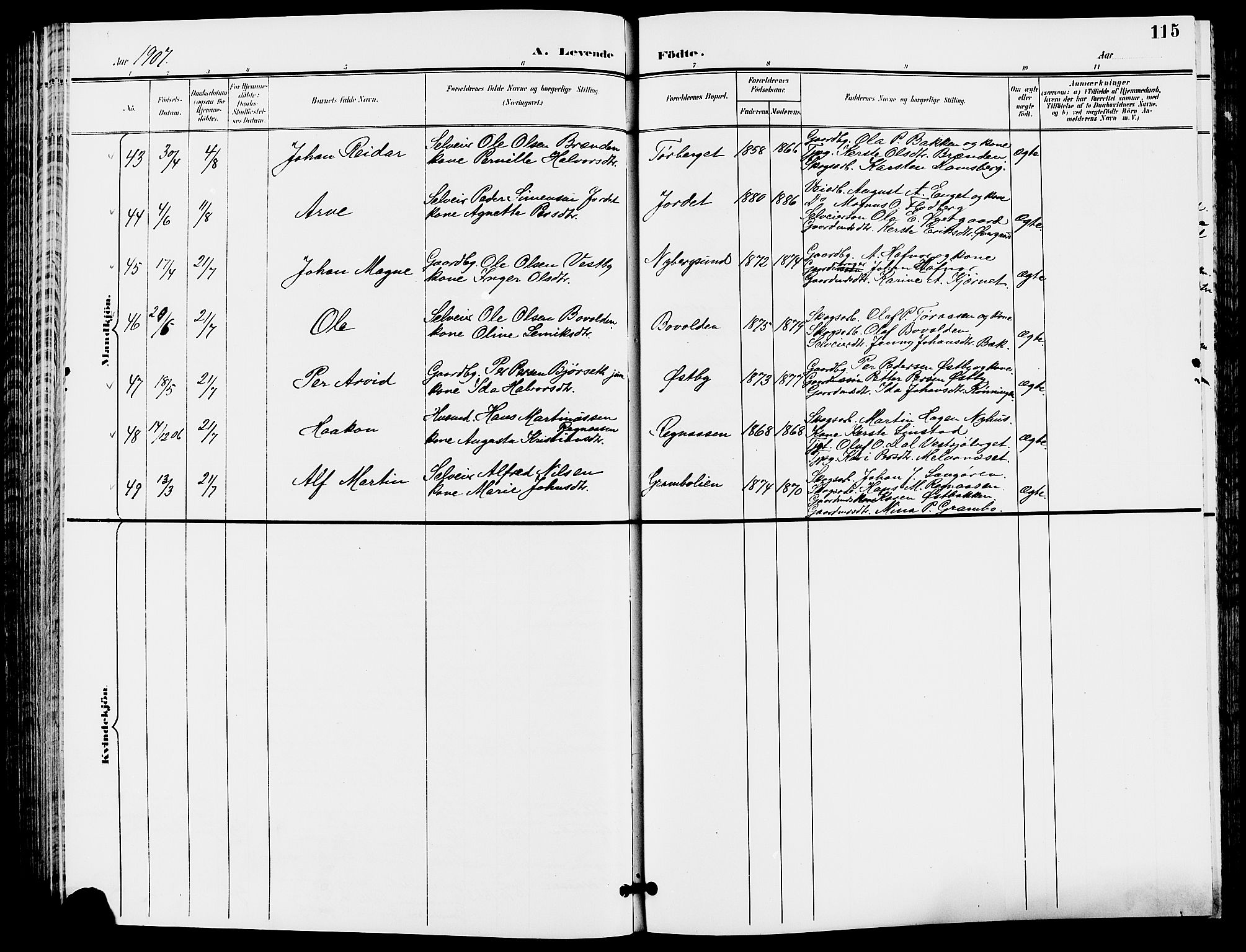 Trysil prestekontor, AV/SAH-PREST-046/H/Ha/Hab/L0006: Parish register (copy) no. 6, 1896-1912, p. 115