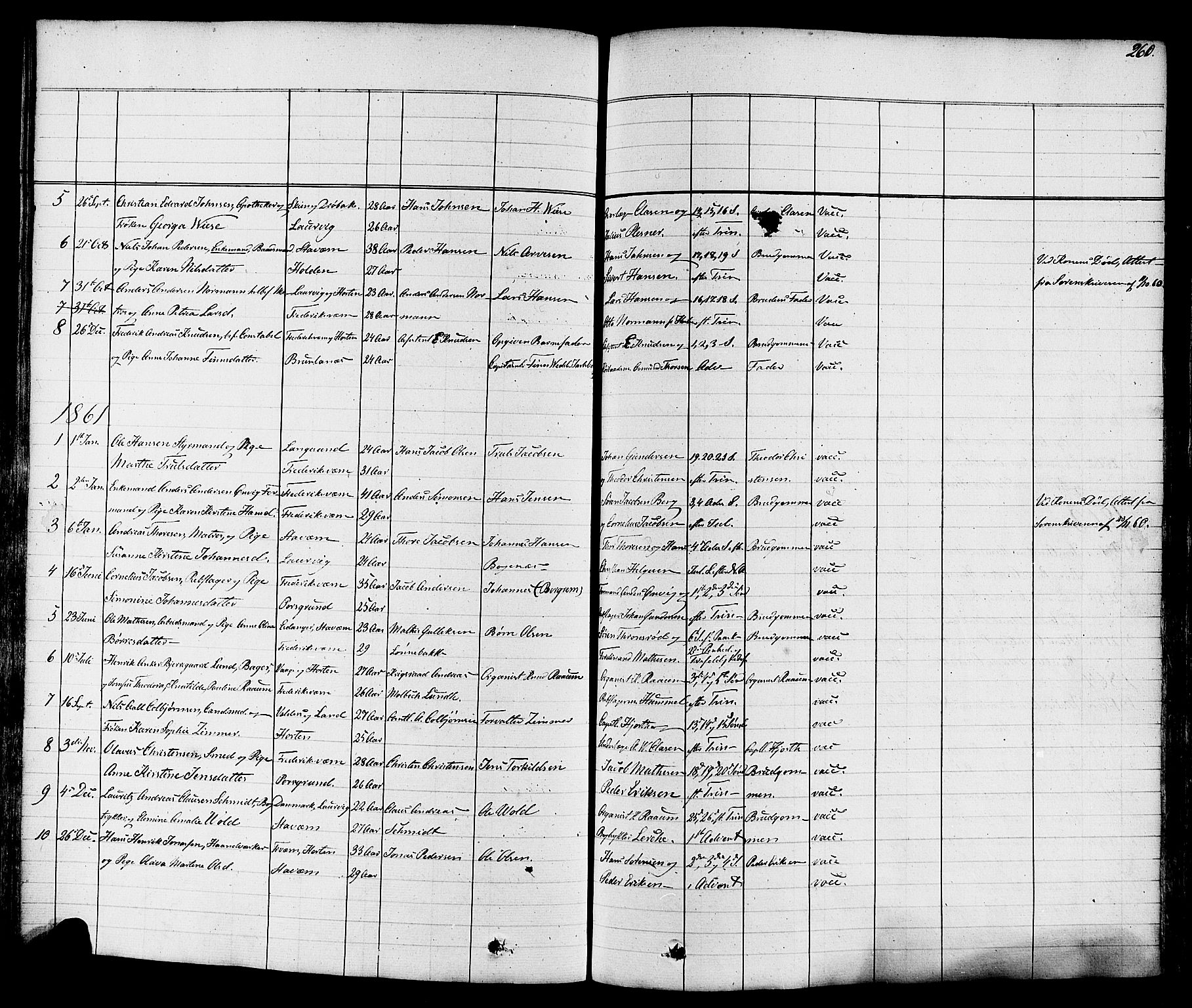 Stavern kirkebøker, AV/SAKO-A-318/F/Fa/L0007: Parish register (official) no. 7, 1840-1877, p. 260