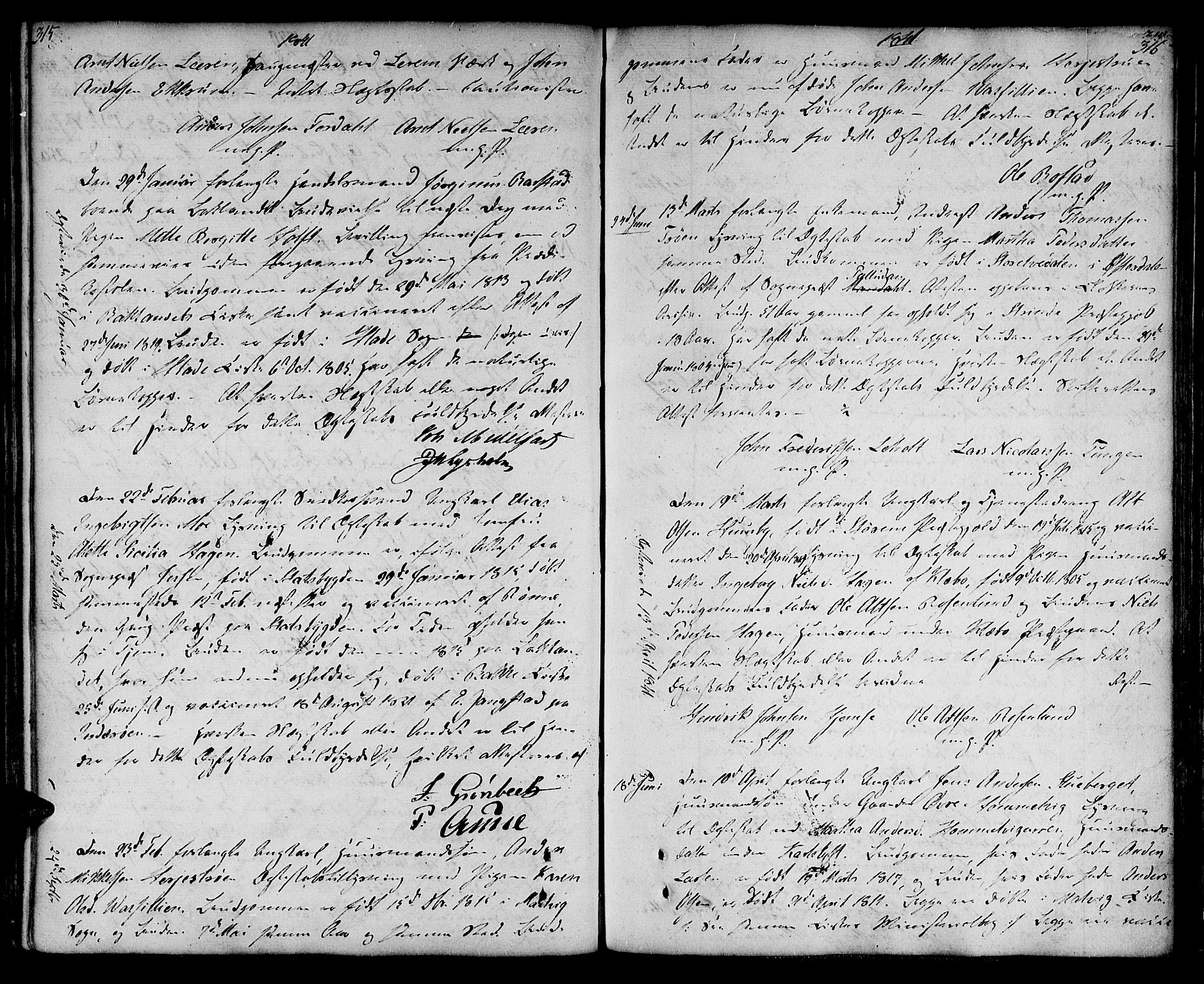 Ministerialprotokoller, klokkerbøker og fødselsregistre - Sør-Trøndelag, AV/SAT-A-1456/604/L0181: Parish register (official) no. 604A02, 1798-1817, p. 315-316