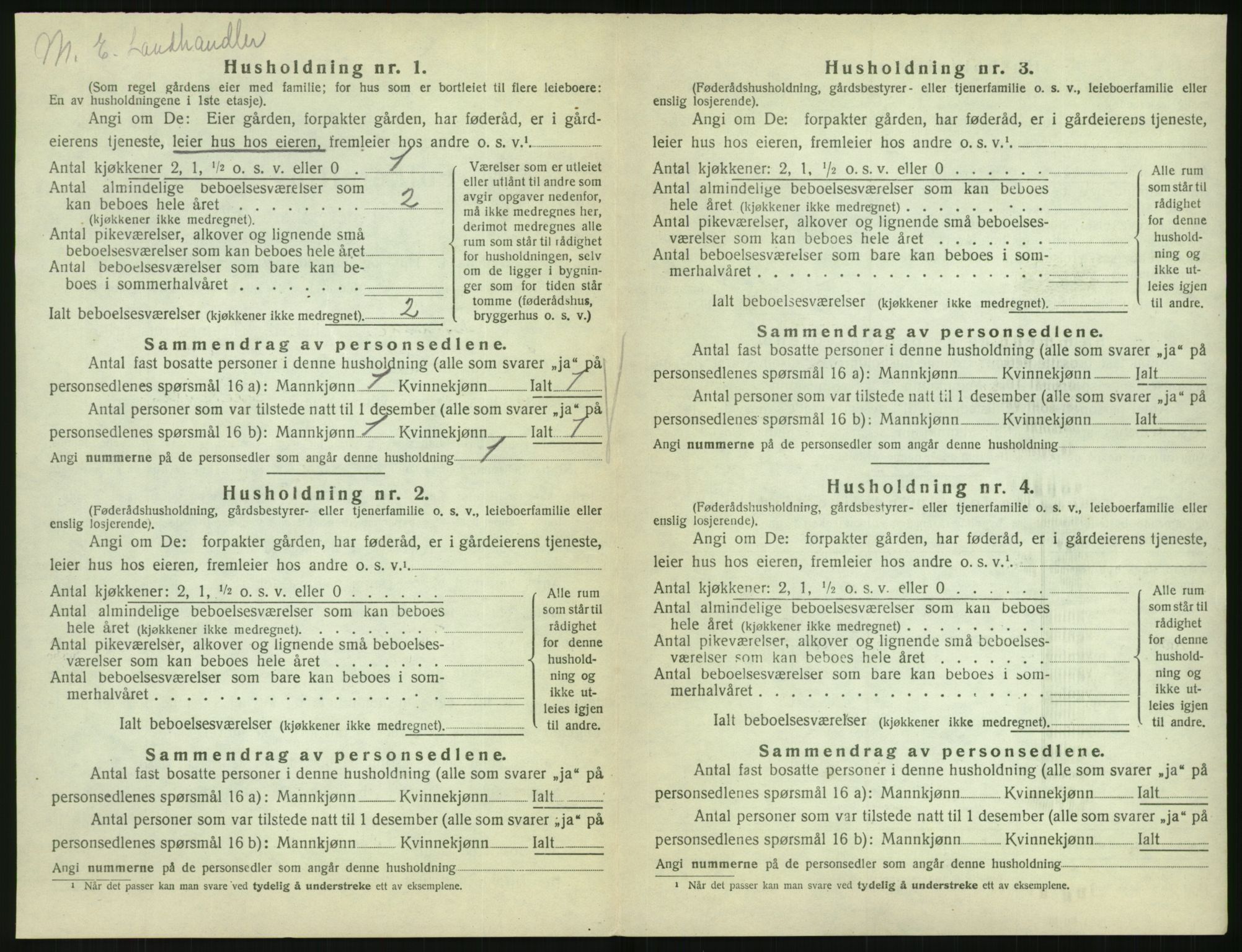 SAK, 1920 census for Vegårshei, 1920, p. 307