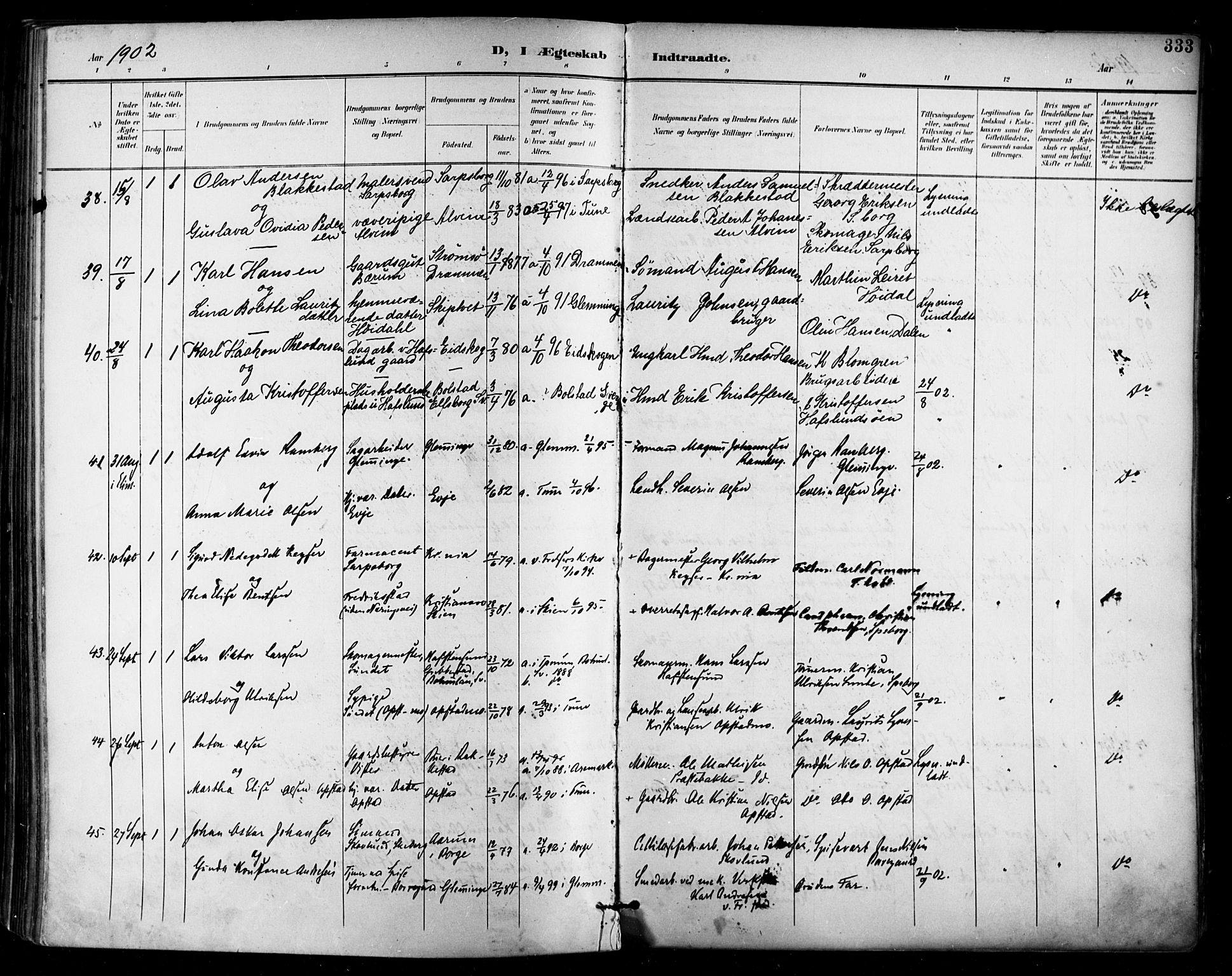 Tune prestekontor Kirkebøker, AV/SAO-A-2007/F/Fa/L0019: Parish register (official) no. 19, 1898-1904, p. 333