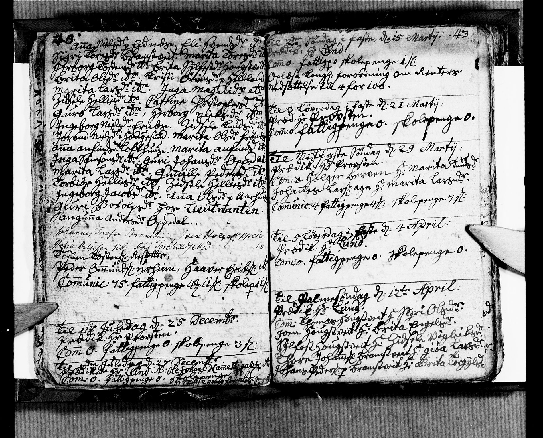 Ullensvang sokneprestembete, AV/SAB-A-78701/H/Hab: Parish register (copy) no. B 2, 1766-1768, p. 42-43