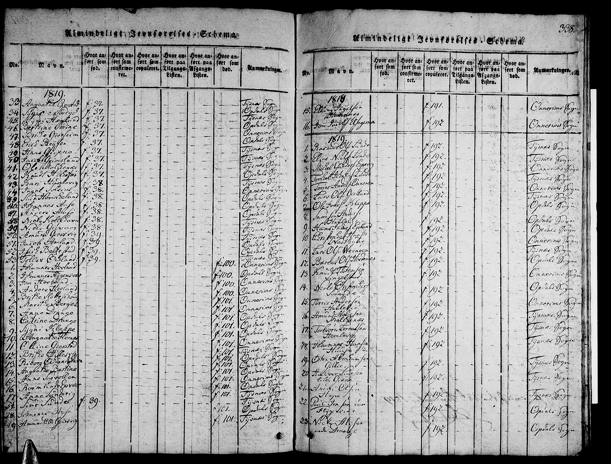 Tysnes sokneprestembete, AV/SAB-A-78601/H/Hab: Parish register (copy) no. A 1, 1816-1828, p. 338