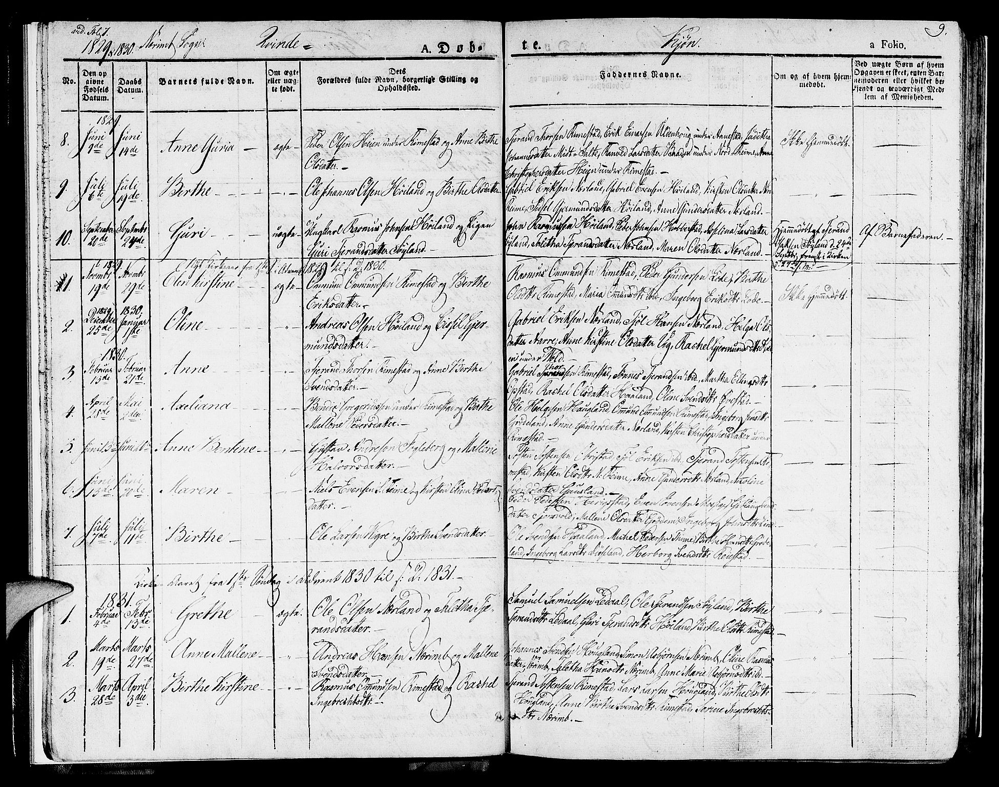 Hå sokneprestkontor, SAST/A-101801/001/30BA/L0004: Parish register (official) no. A 4.1 /1, 1826-1841, p. 9
