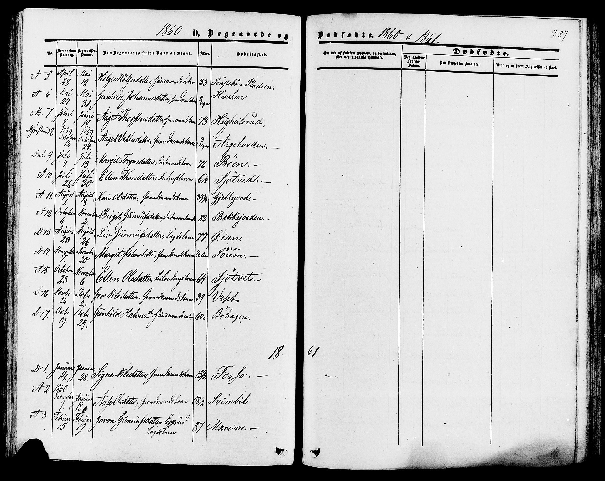 Tinn kirkebøker, SAKO/A-308/F/Fa/L0006: Parish register (official) no. I 6, 1857-1878, p. 327