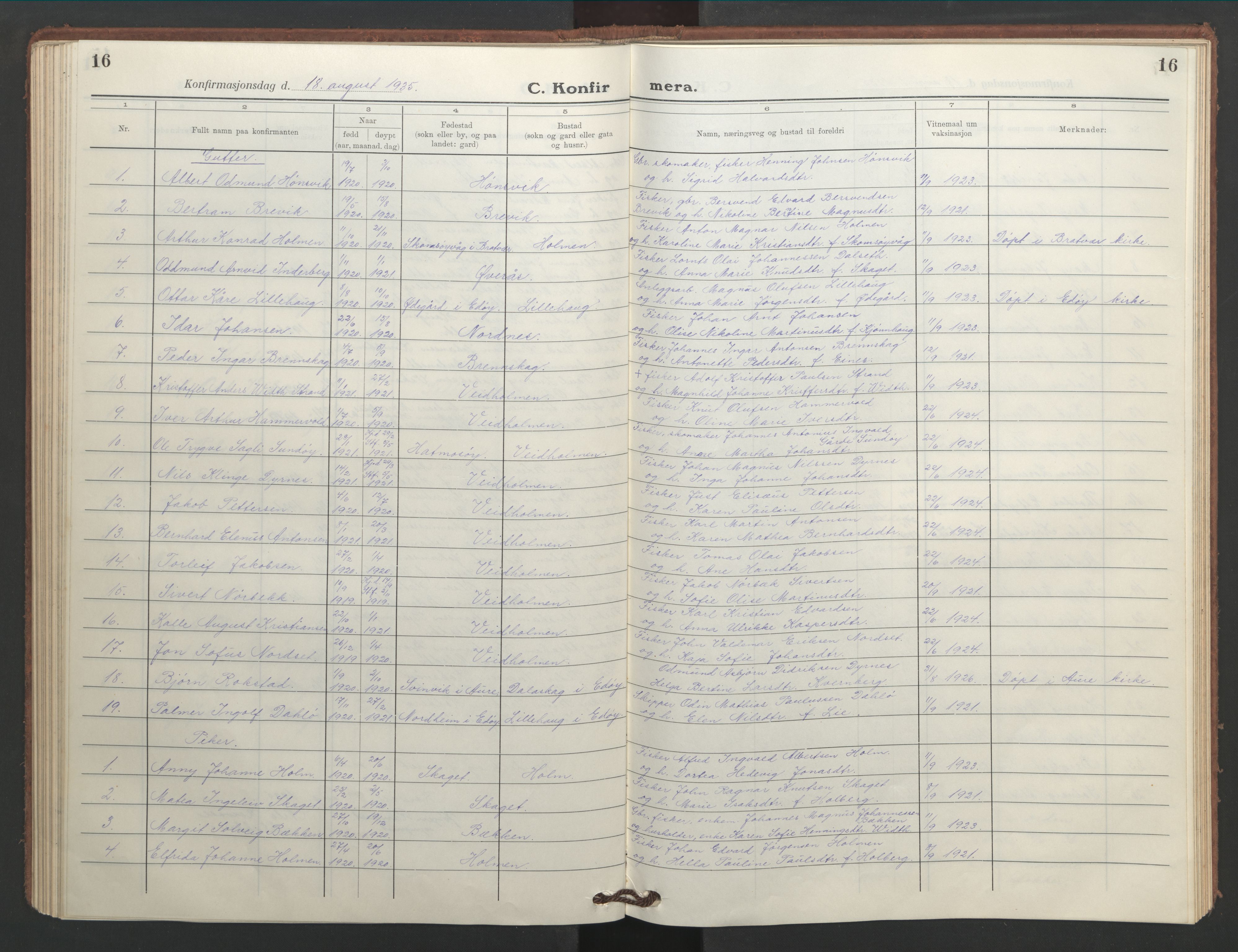 Ministerialprotokoller, klokkerbøker og fødselsregistre - Møre og Romsdal, AV/SAT-A-1454/583/L0957: Parish register (copy) no. 583C02, 1926-1947, p. 16