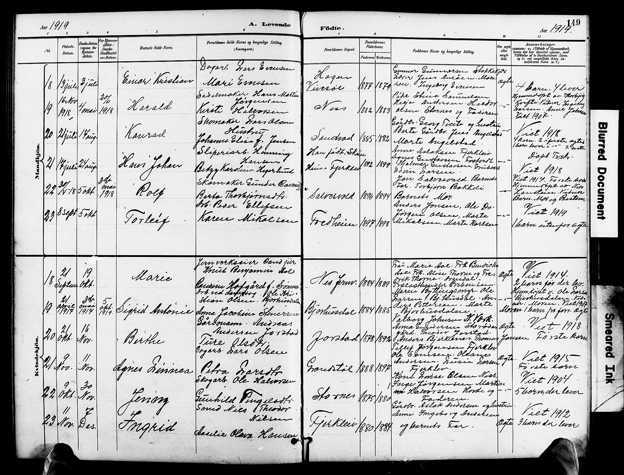 Holt sokneprestkontor, SAK/1111-0021/F/Fb/L0011: Parish register (copy) no. B 11, 1897-1921, p. 149
