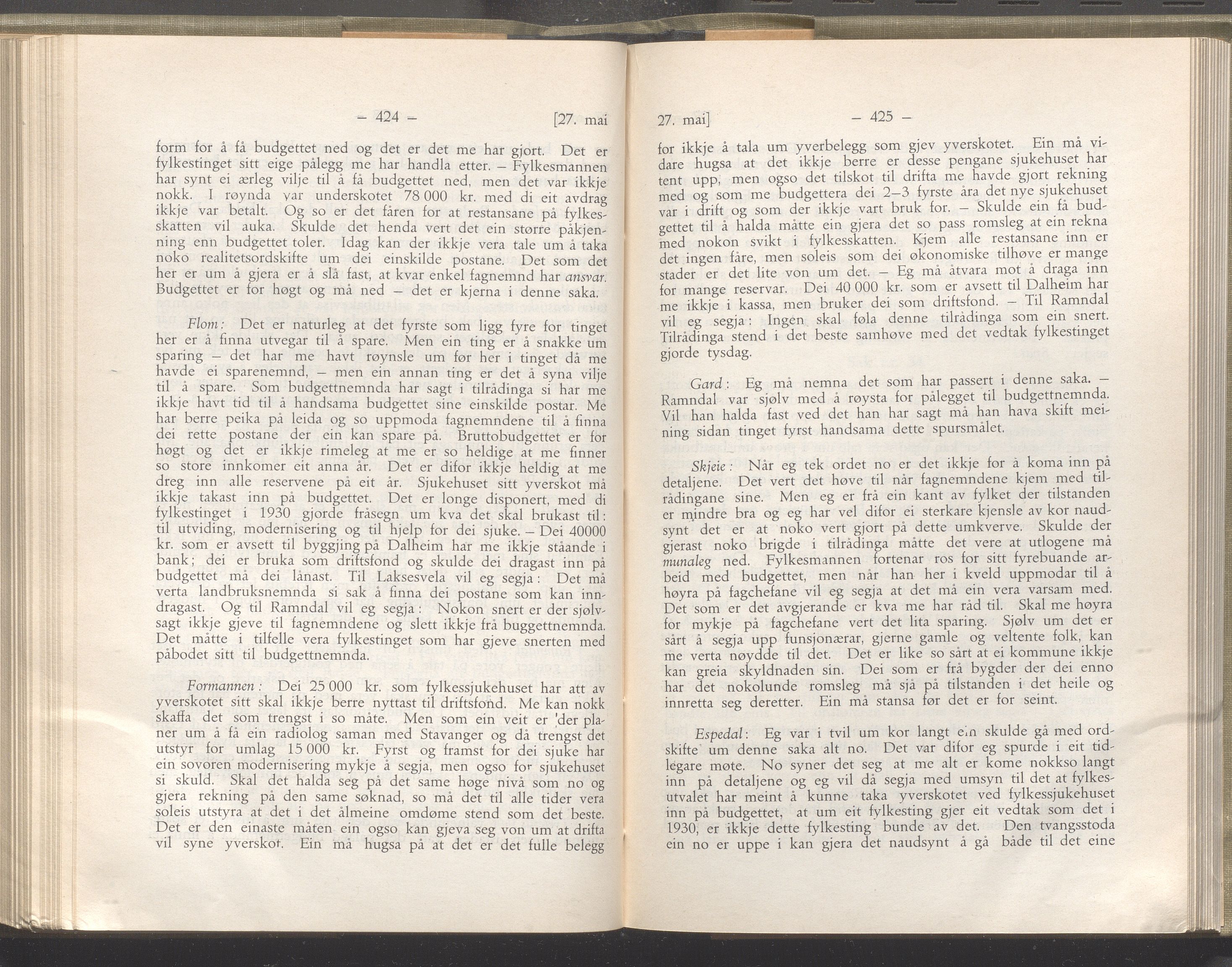 Rogaland fylkeskommune - Fylkesrådmannen , IKAR/A-900/A/Aa/Aaa/L0051: Møtebok , 1932, p. 424-425