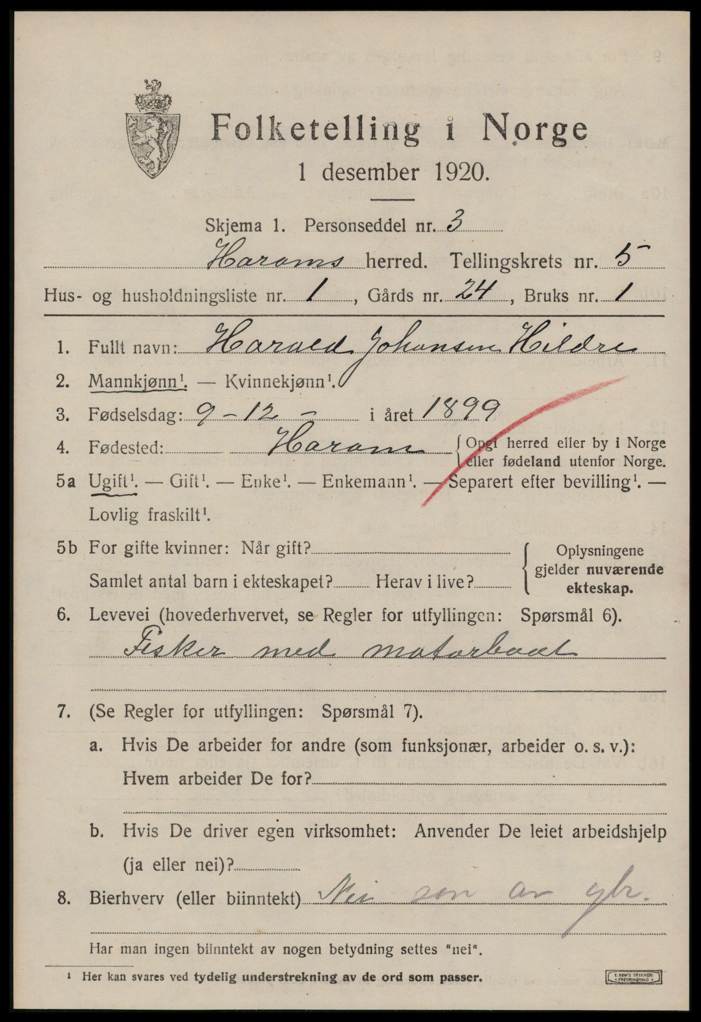 SAT, 1920 census for Haram, 1920, p. 2799