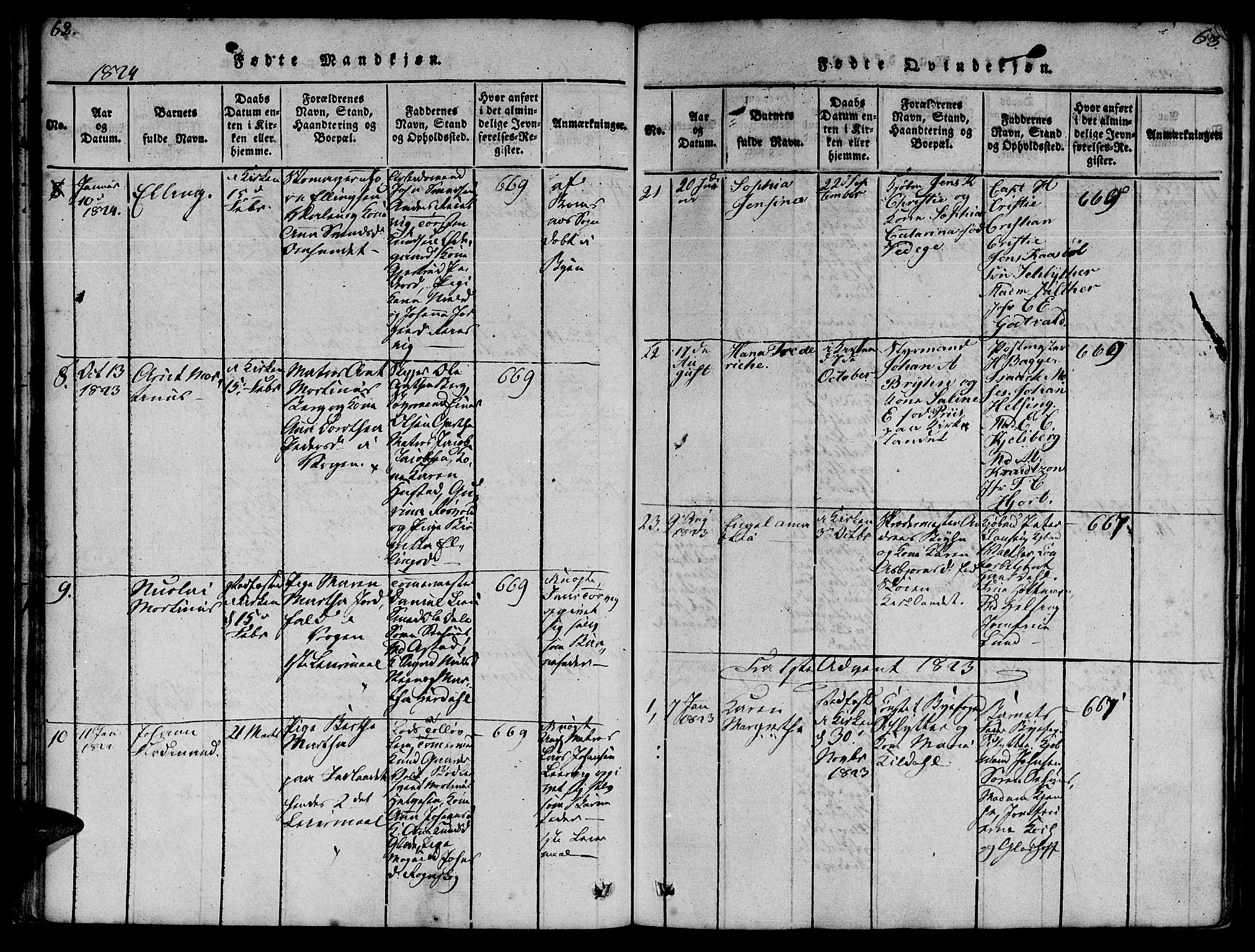 Ministerialprotokoller, klokkerbøker og fødselsregistre - Møre og Romsdal, AV/SAT-A-1454/572/L0842: Parish register (official) no. 572A05, 1819-1832, p. 62-63