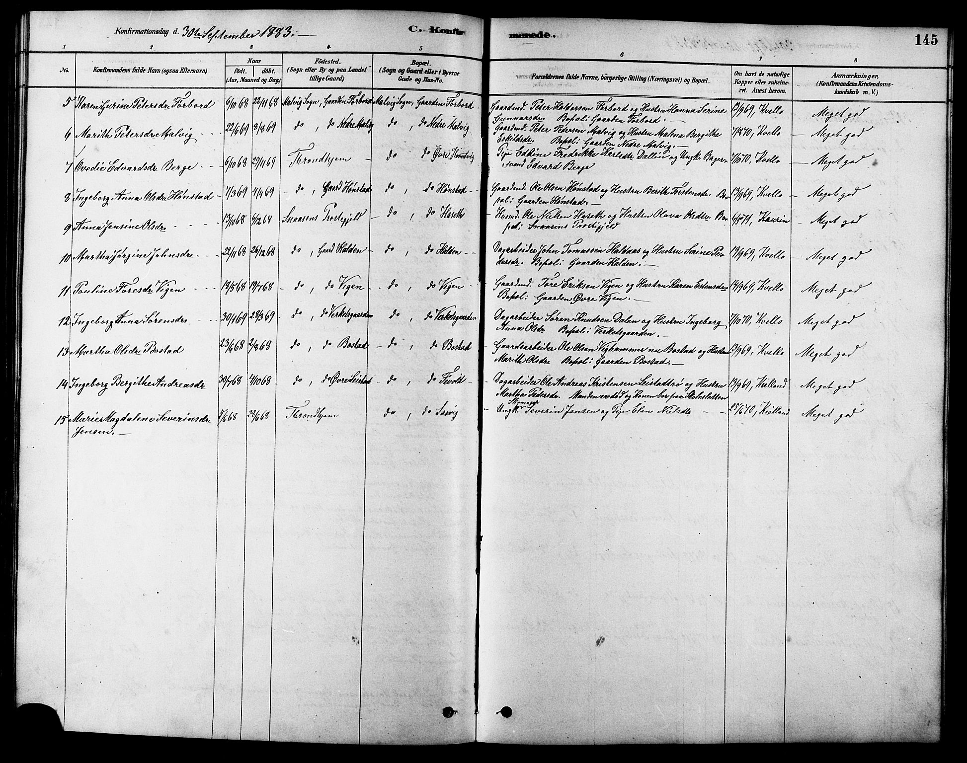 Ministerialprotokoller, klokkerbøker og fødselsregistre - Sør-Trøndelag, SAT/A-1456/616/L0423: Parish register (copy) no. 616C06, 1878-1903, p. 145