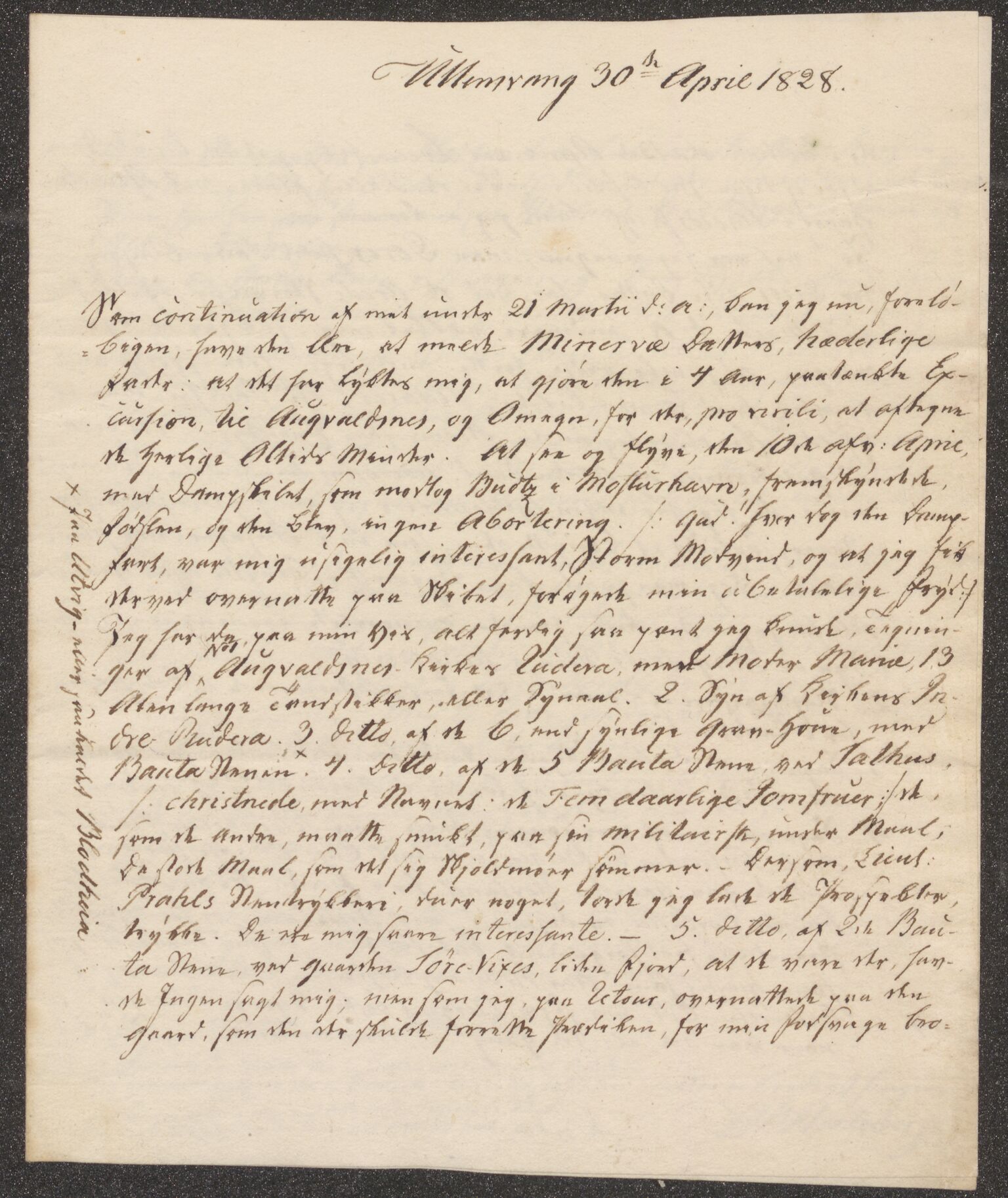 Bergens Museum, UMB/A007/D/Da/L0003/0001: Innkommende brev 1828 / Innkommende brev 1828, 1828