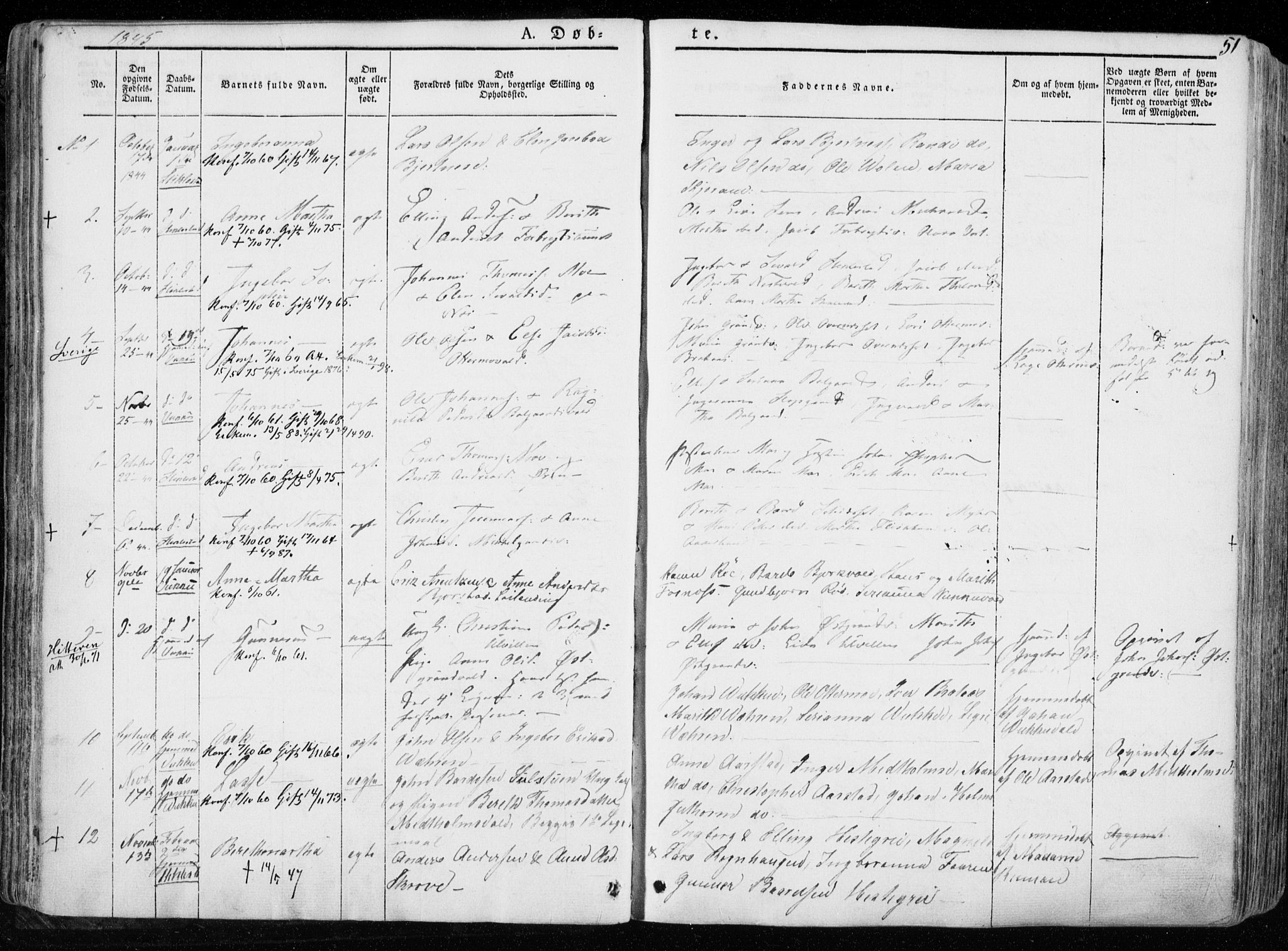 Ministerialprotokoller, klokkerbøker og fødselsregistre - Nord-Trøndelag, SAT/A-1458/723/L0239: Parish register (official) no. 723A08, 1841-1851, p. 51