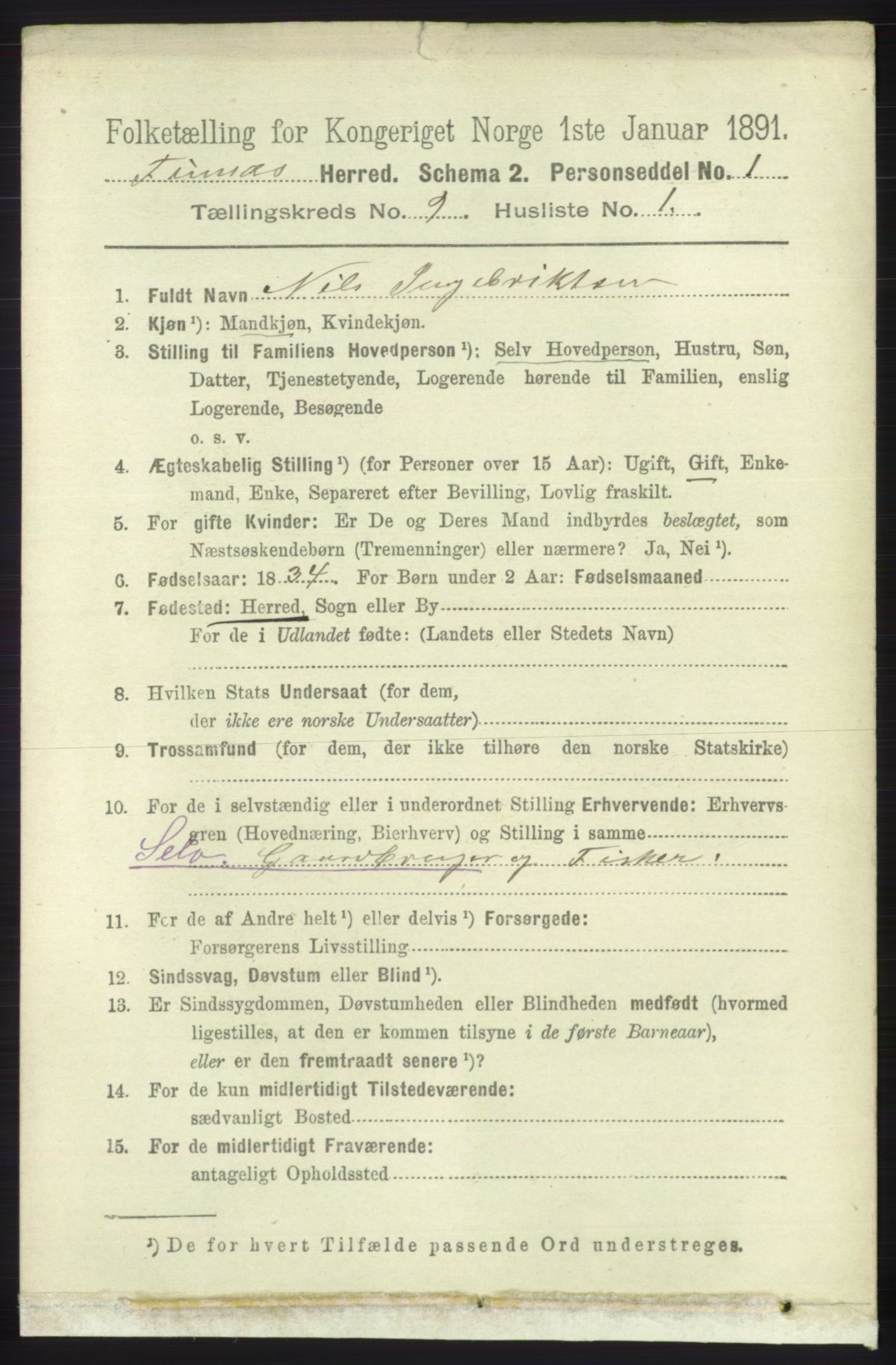 RA, 1891 census for 1218 Finnås, 1891, p. 3931