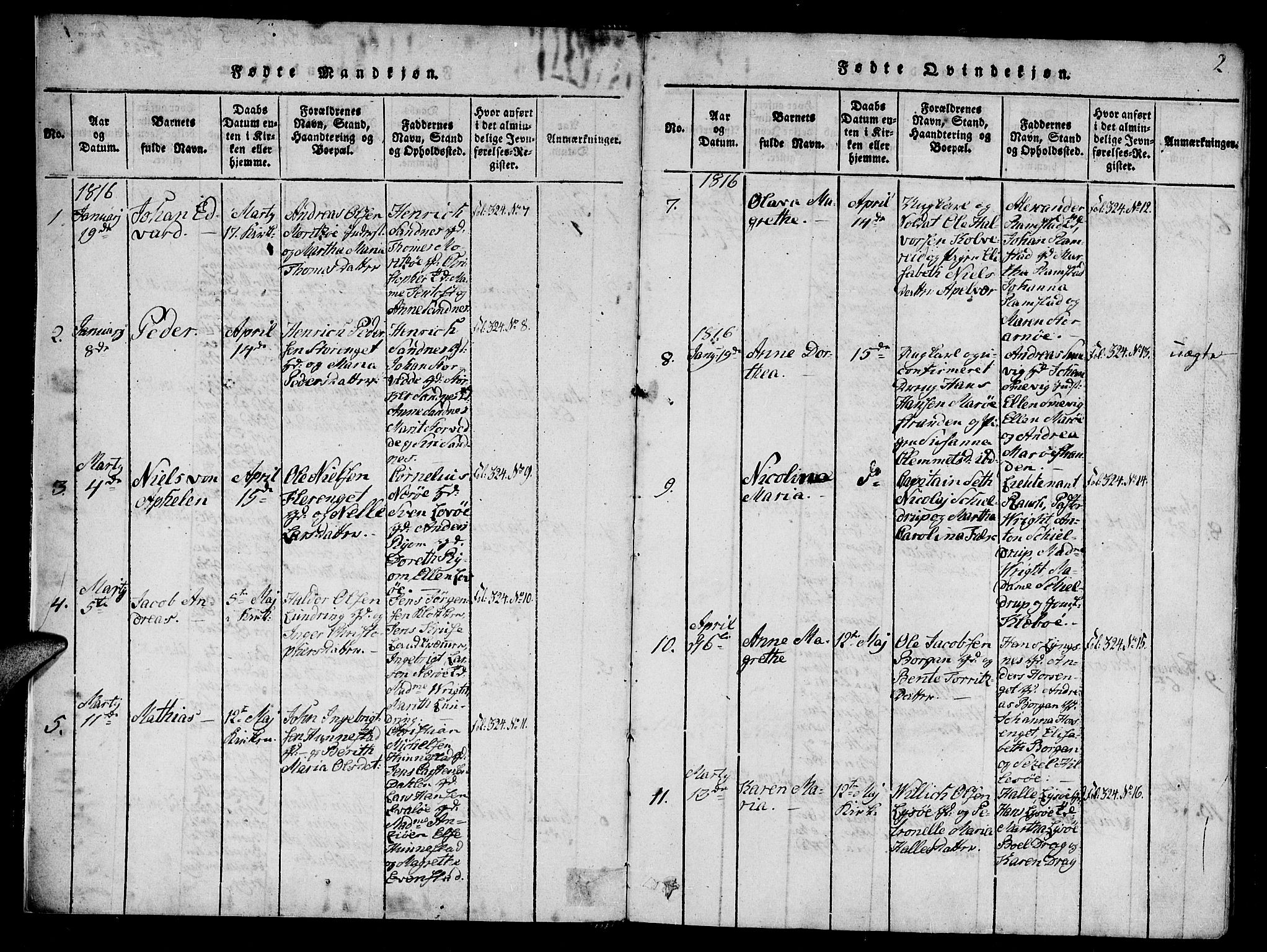 Ministerialprotokoller, klokkerbøker og fødselsregistre - Nord-Trøndelag, SAT/A-1458/784/L0667: Parish register (official) no. 784A03 /1, 1816-1829, p. 2