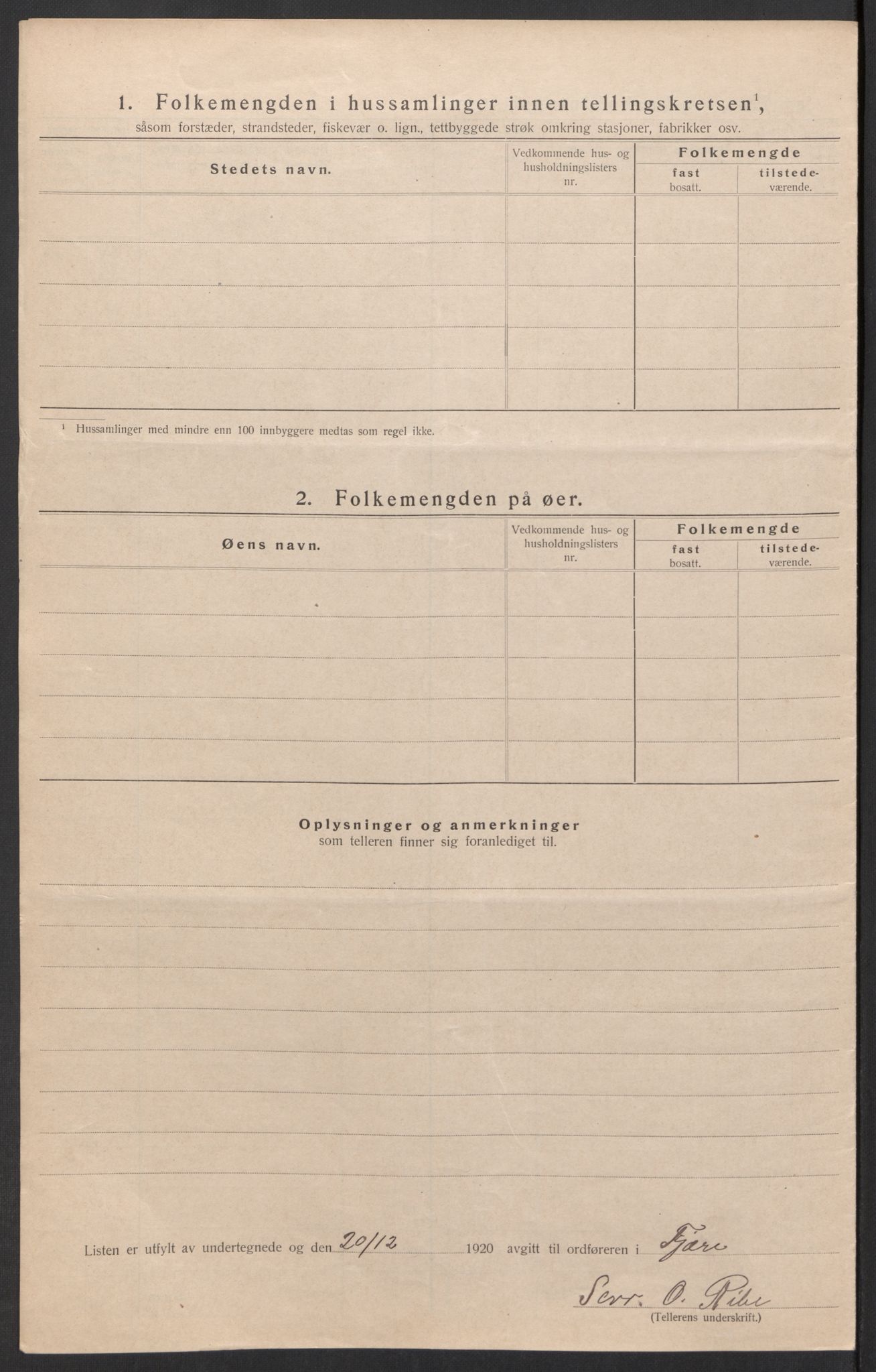 SAK, 1920 census for Fjære, 1920, p. 17