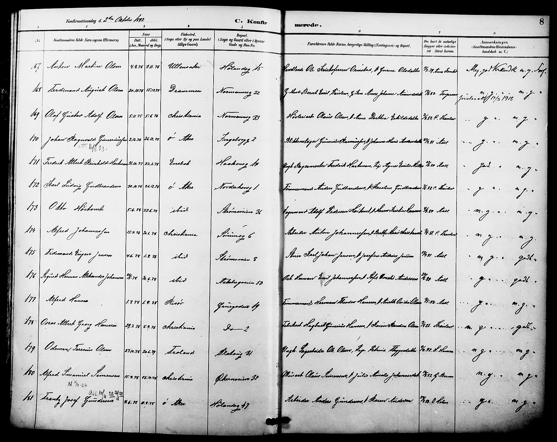 Kampen prestekontor Kirkebøker, AV/SAO-A-10853/F/Fa/L0008: Parish register (official) no. I 8, 1892-1902, p. 8