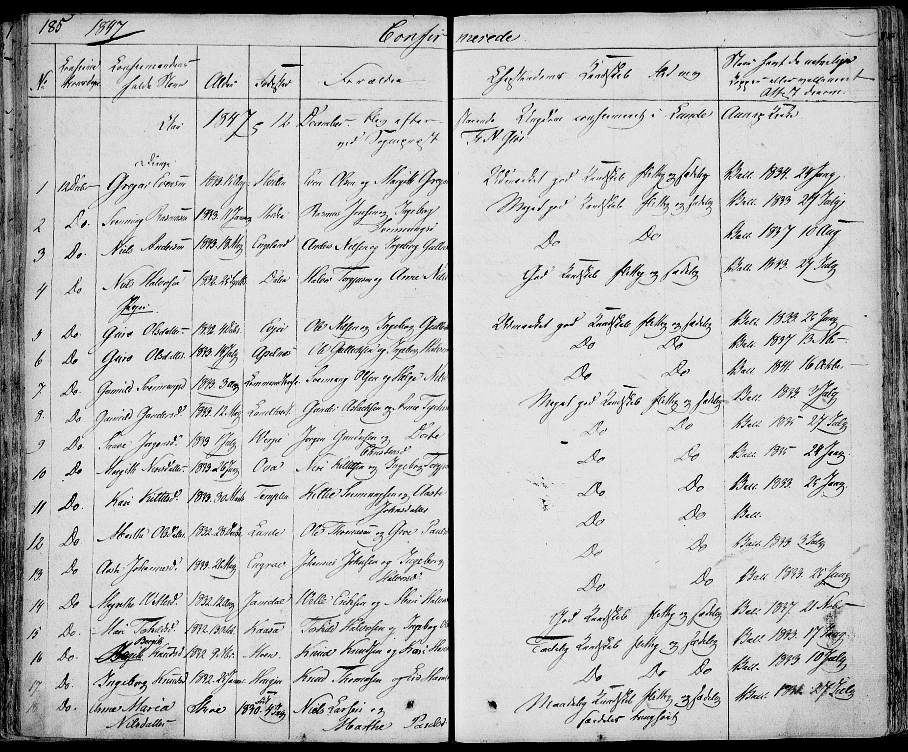 Bø kirkebøker, SAKO/A-257/F/Fa/L0007: Parish register (official) no. 7, 1831-1848, p. 185