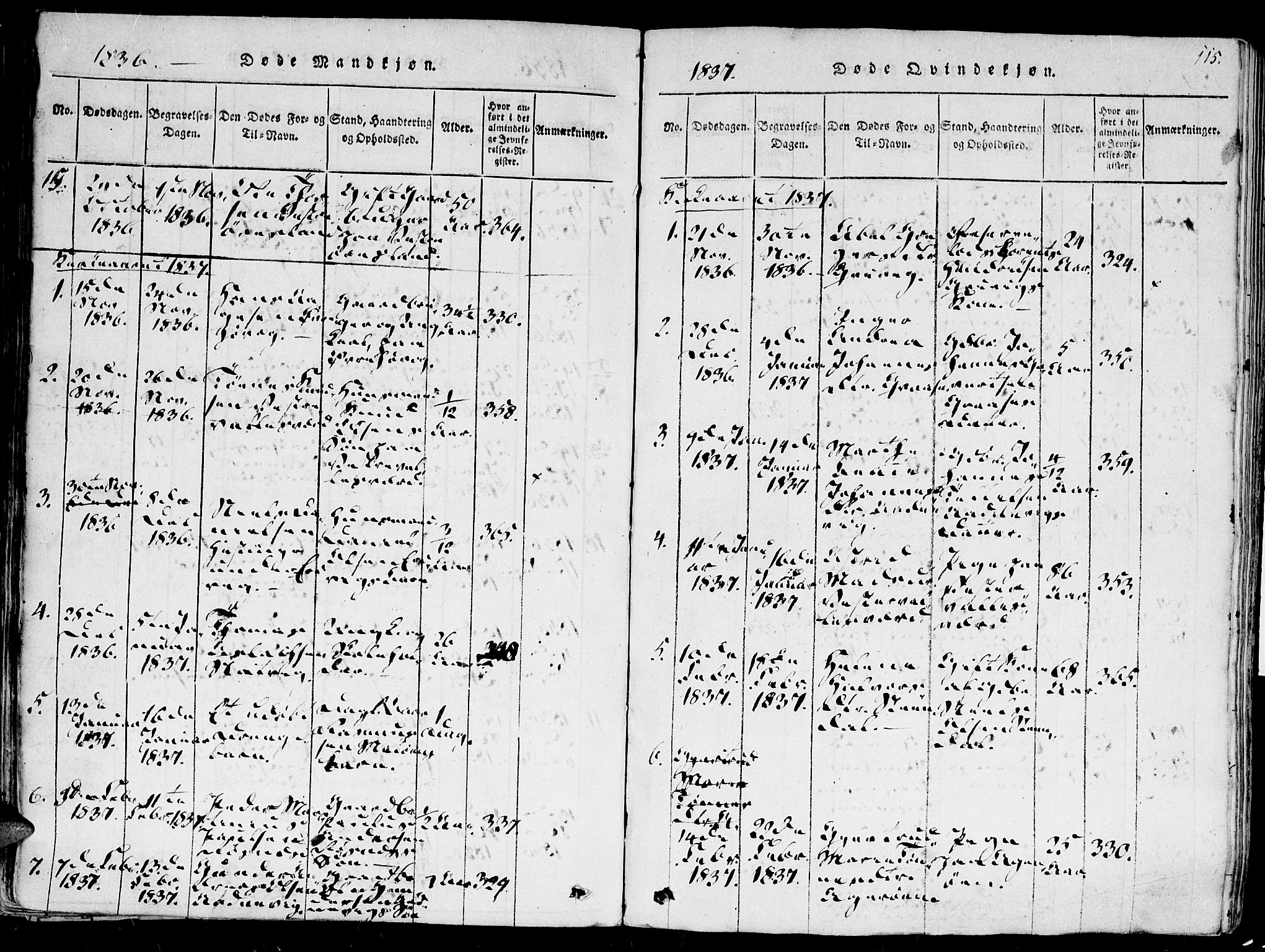 Høvåg sokneprestkontor, SAK/1111-0025/F/Fa/L0001: Parish register (official) no. A 1, 1816-1843, p. 115