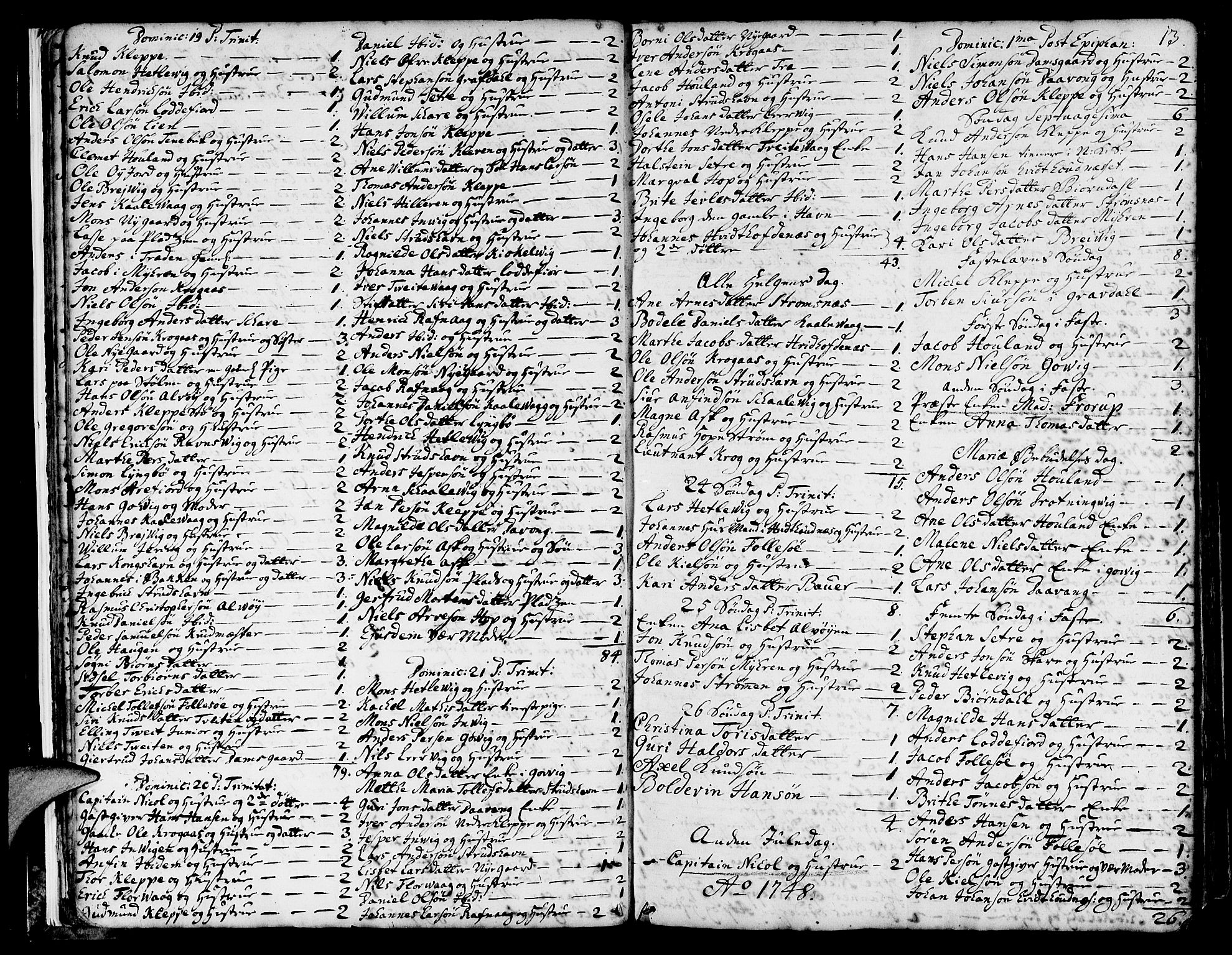 Askøy Sokneprestembete, SAB/A-74101/H/Ha/Haa/Haaa/L0001: Parish register (official) no. A 1, 1742-1818, p. 13