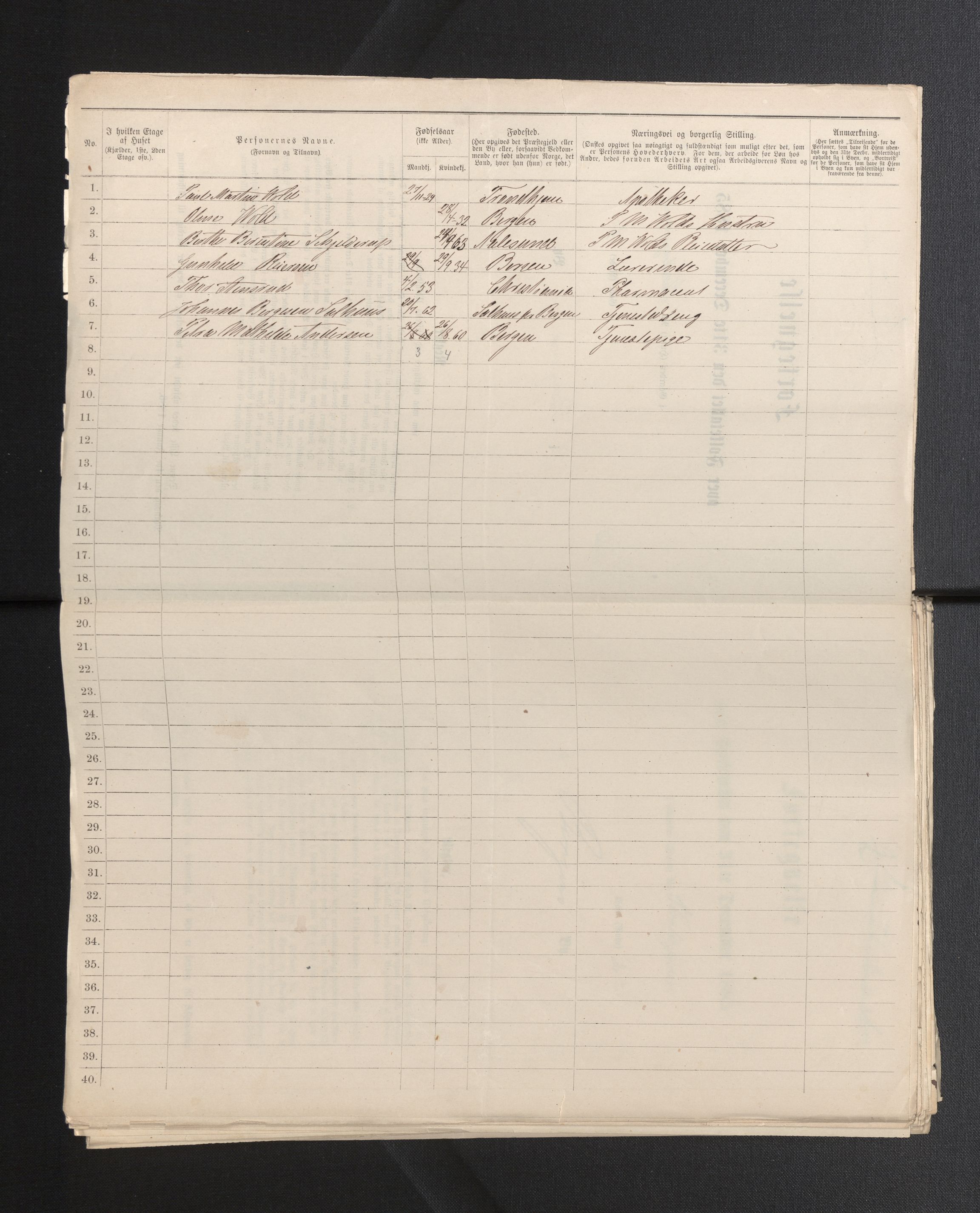 SAB, 1885 census for 1301 Bergen, 1885, p. 7169